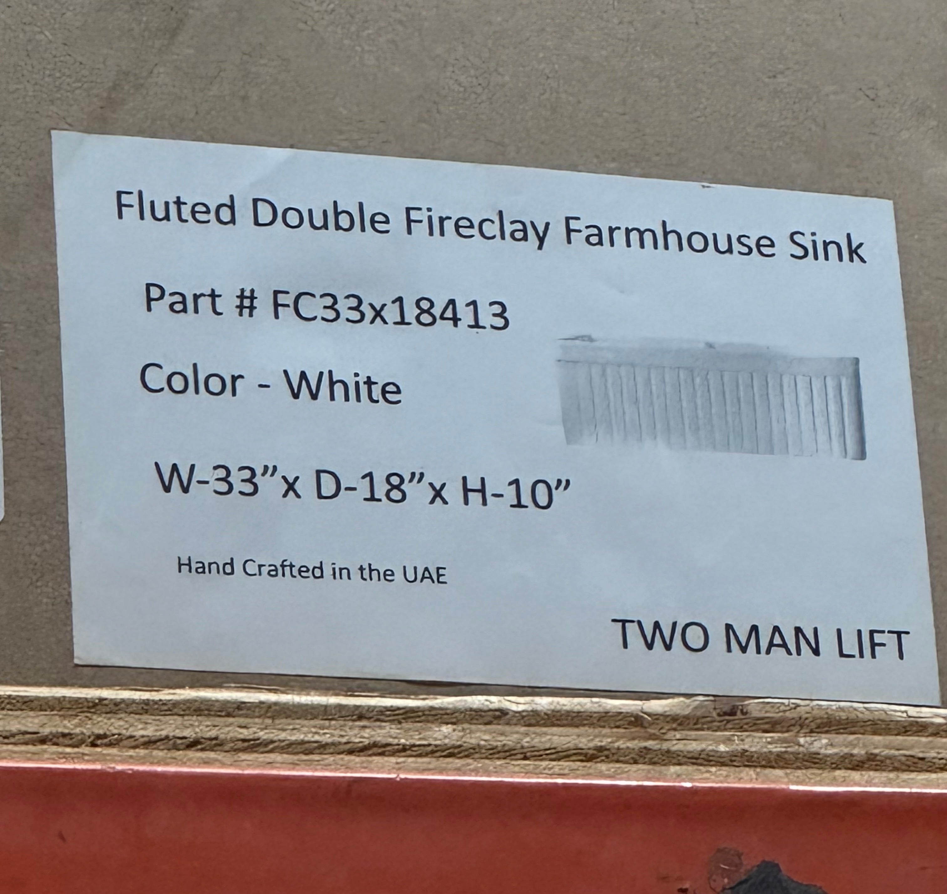 Fluted Double Fireclay Farmhouse Sink - FC33x18413