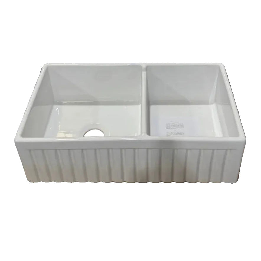 Fluted Double Fireclay Farmhouse Sink - FC33x18413