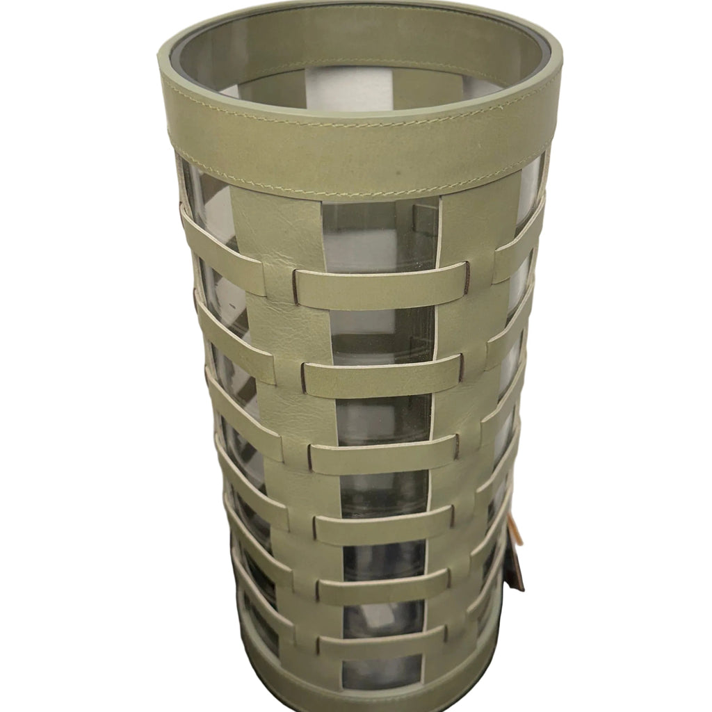 Heritage Farm and Garden - Nappa Leather Wrapped Glass Vase - Green