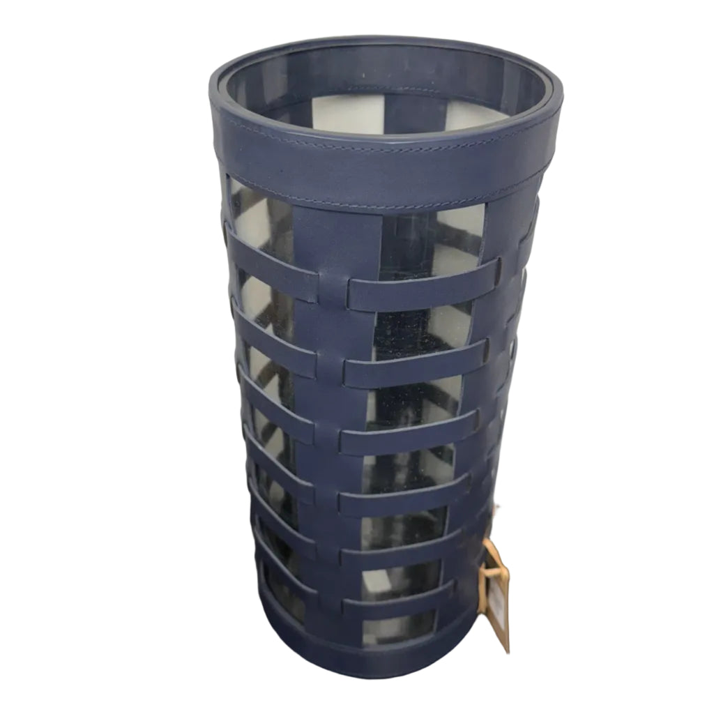 Heritage Farm and Garden - Nappa Leather Wrapped Glass Vase - Navy