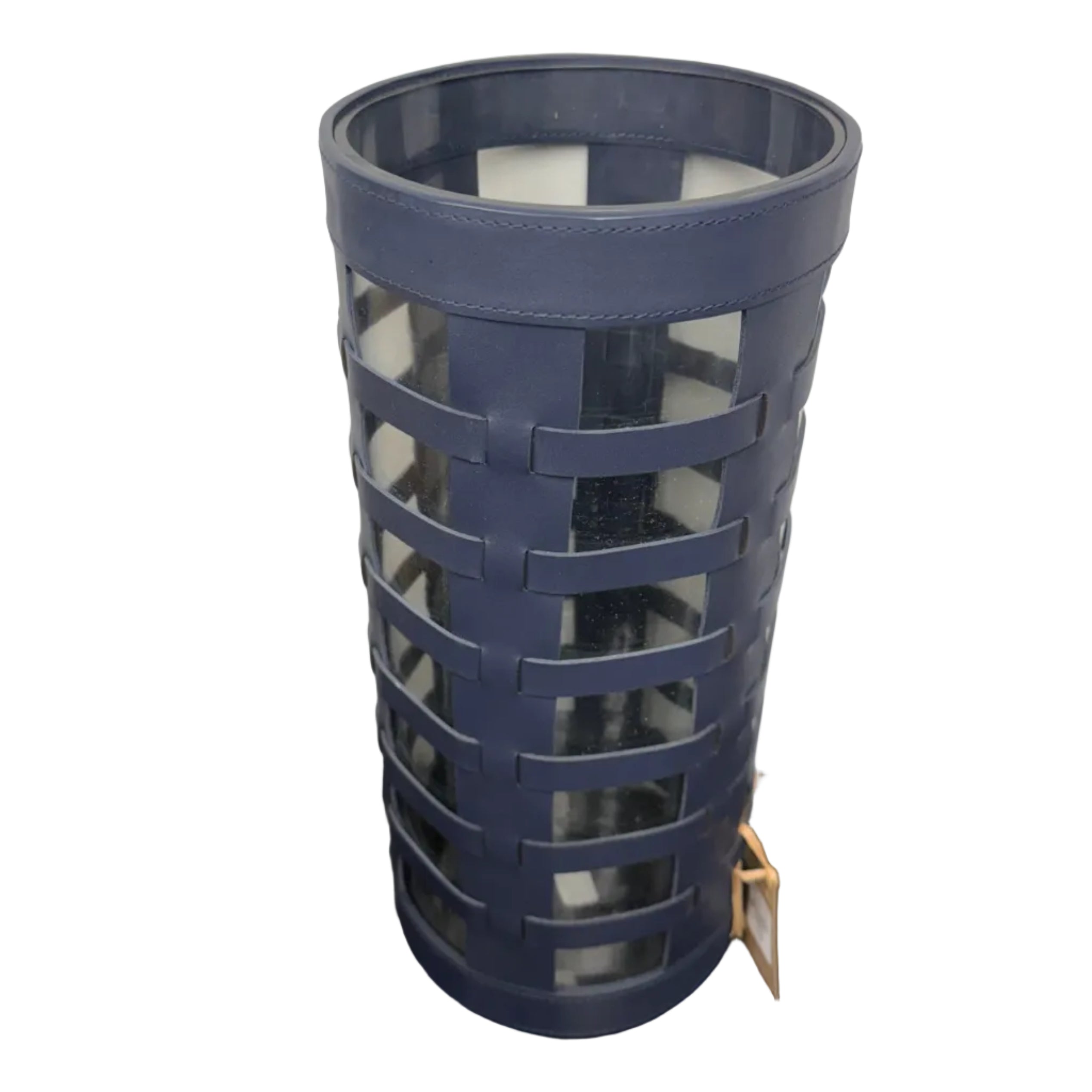 Heritage Farm and Garden - Nappa Leather Wrapped Glass Vase - Navy