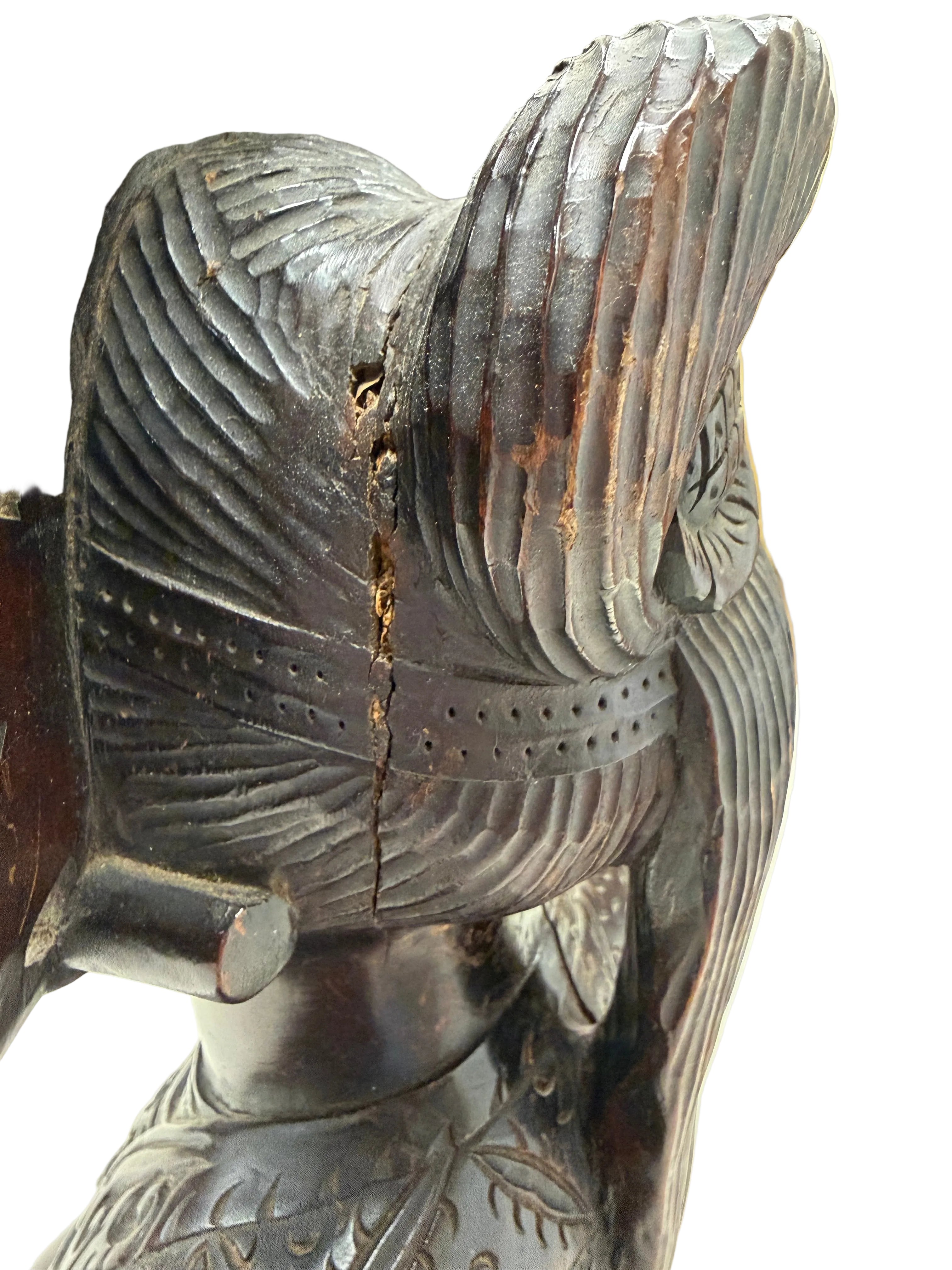 Vintage Indonesian Hand-Carved Wooden Bust