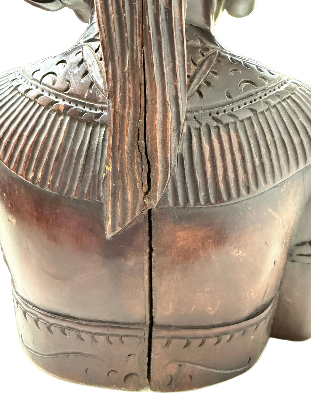 Vintage Indonesian Hand-Carved Wooden Bust