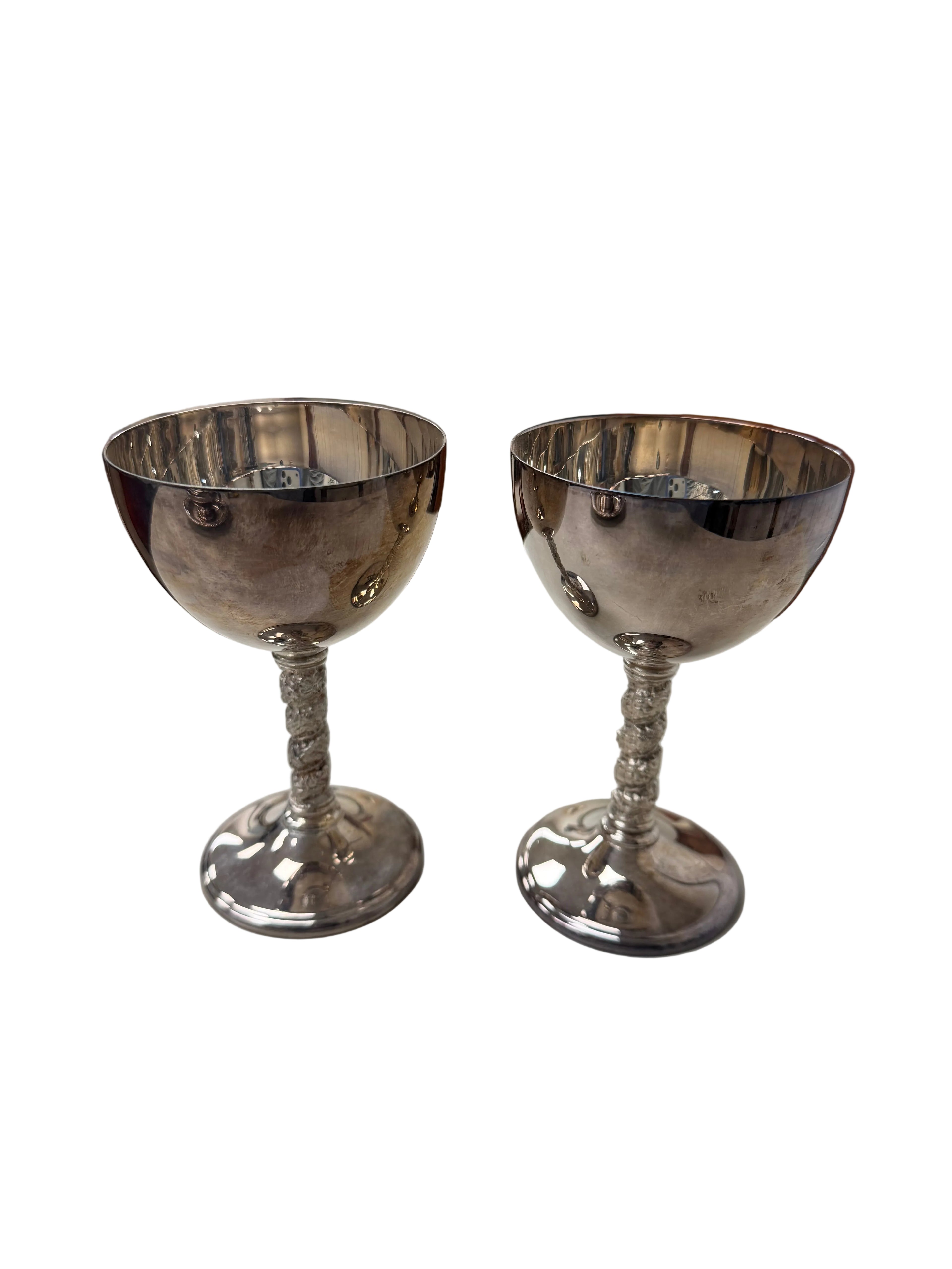Pair of Vintage Viking Plate E.P. Brass Goblets