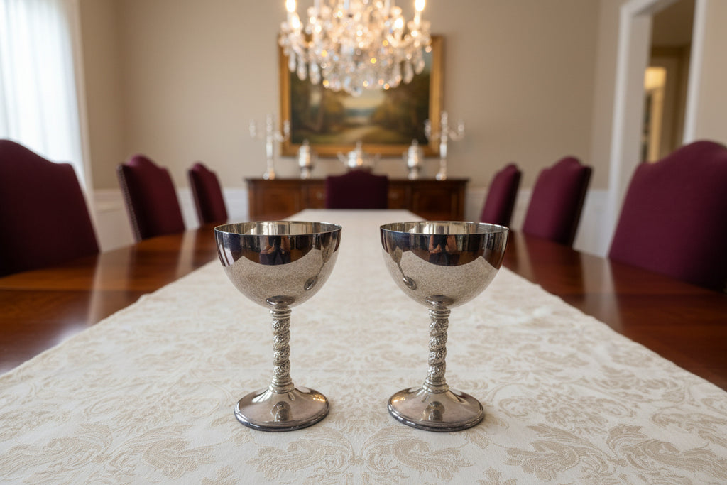 Pair of Vintage Viking Plate E.P. Brass Goblets