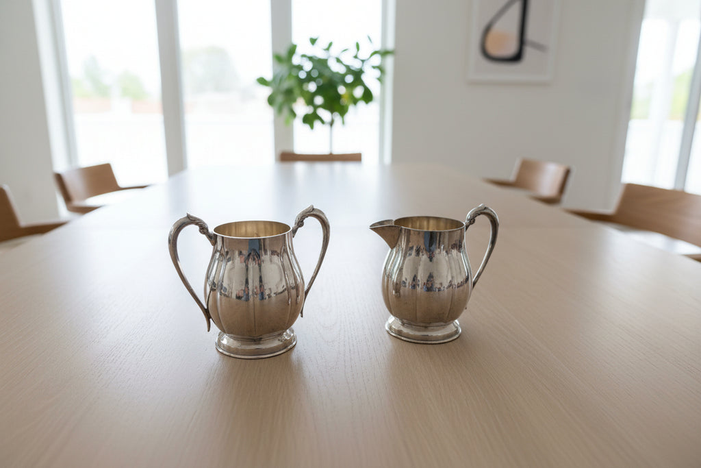Vintage Silver-Plated Sugar and Creamer Set by Victorian Plate