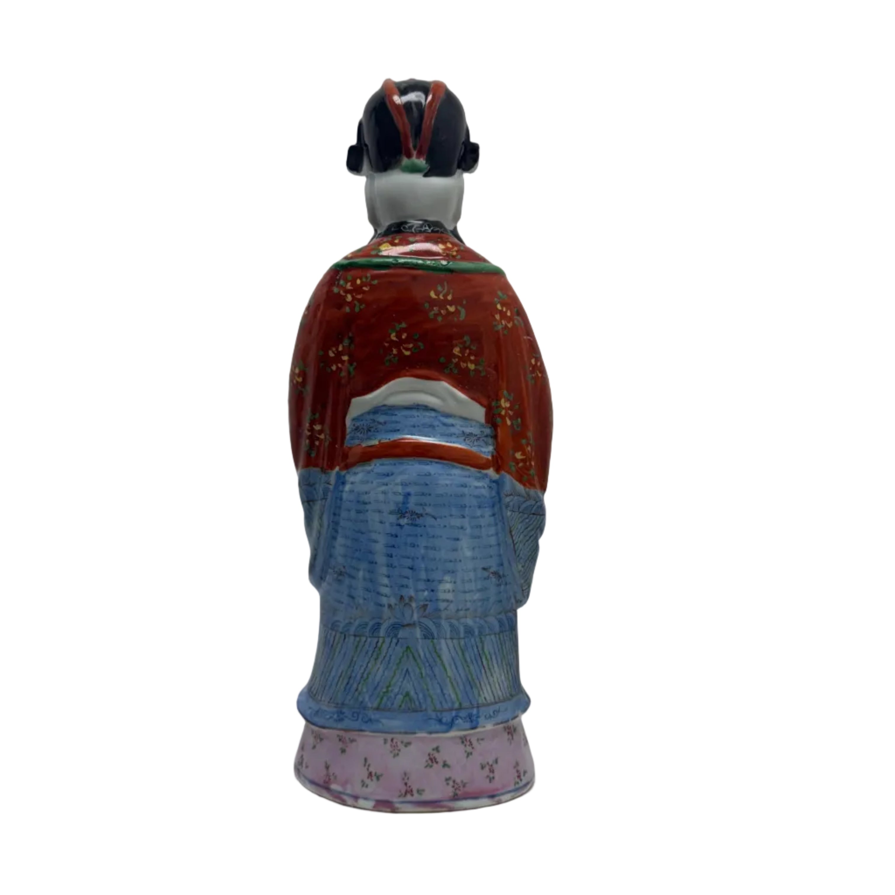 Hand-Painted Chinese Porcelain Figurine of Lu Xing the Chinese God of Prosperity