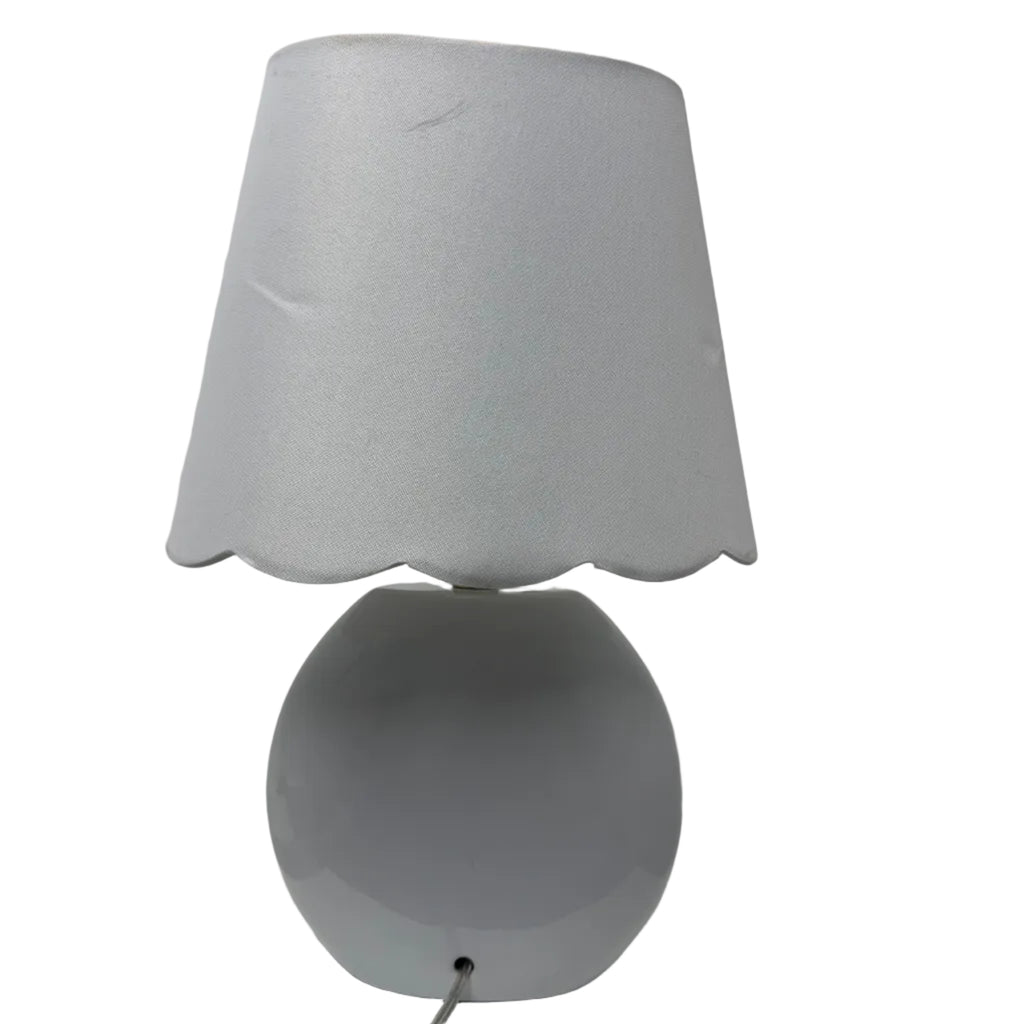 White Ceramic Table Lamp with Pink Flower