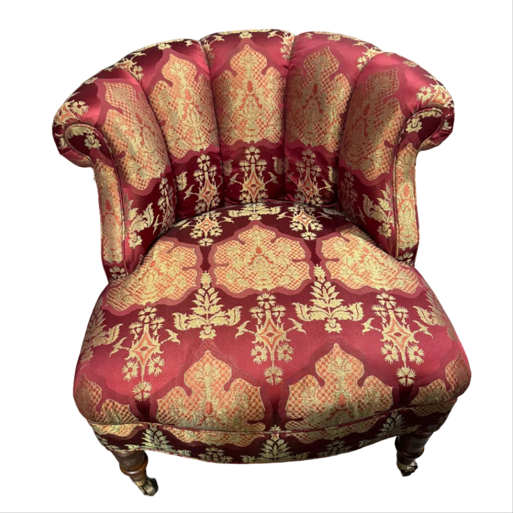 Vintage Victorian-Style Goose Down Channel-Back Chair