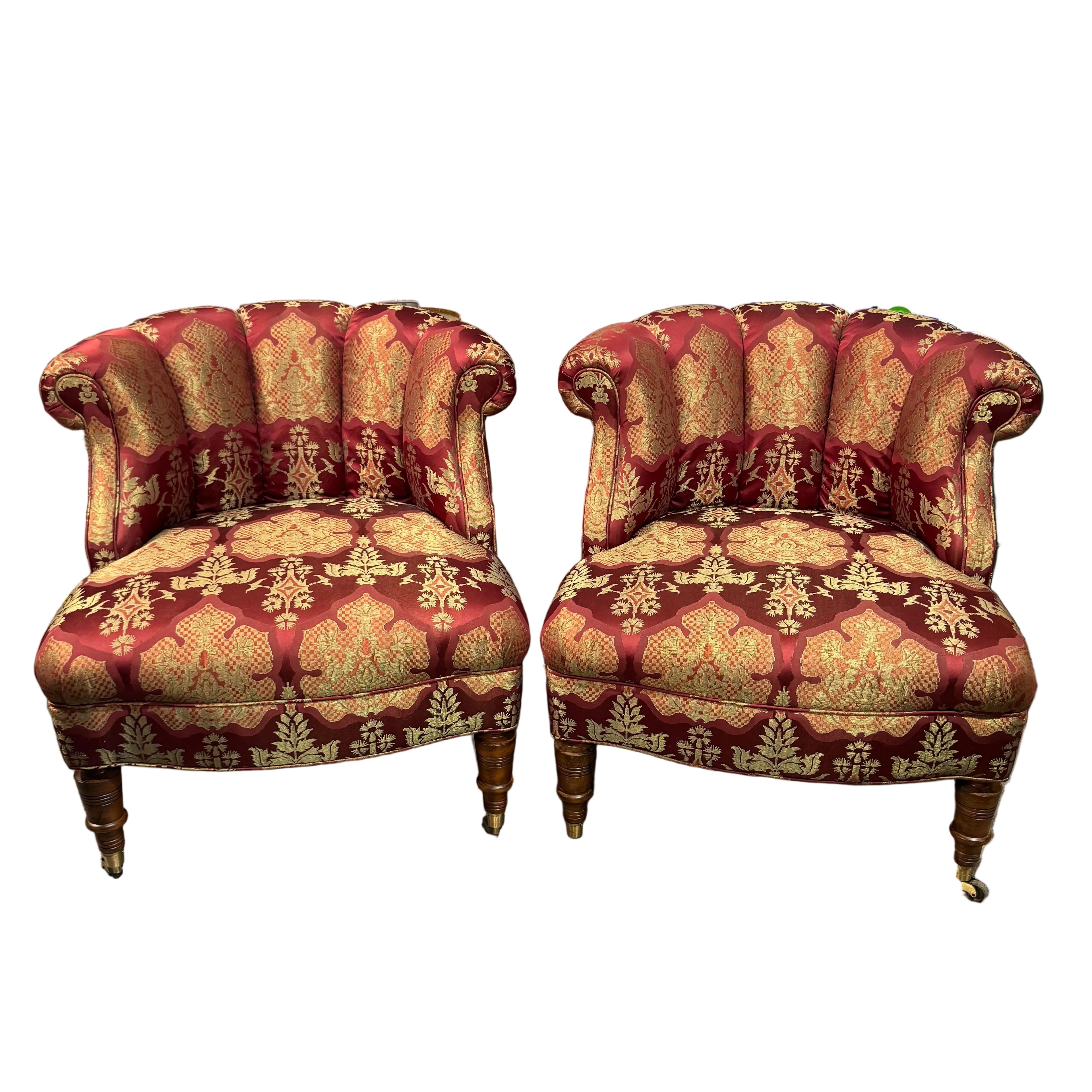 Vintage Victorian-Style Goose Down Channel-Back Chair