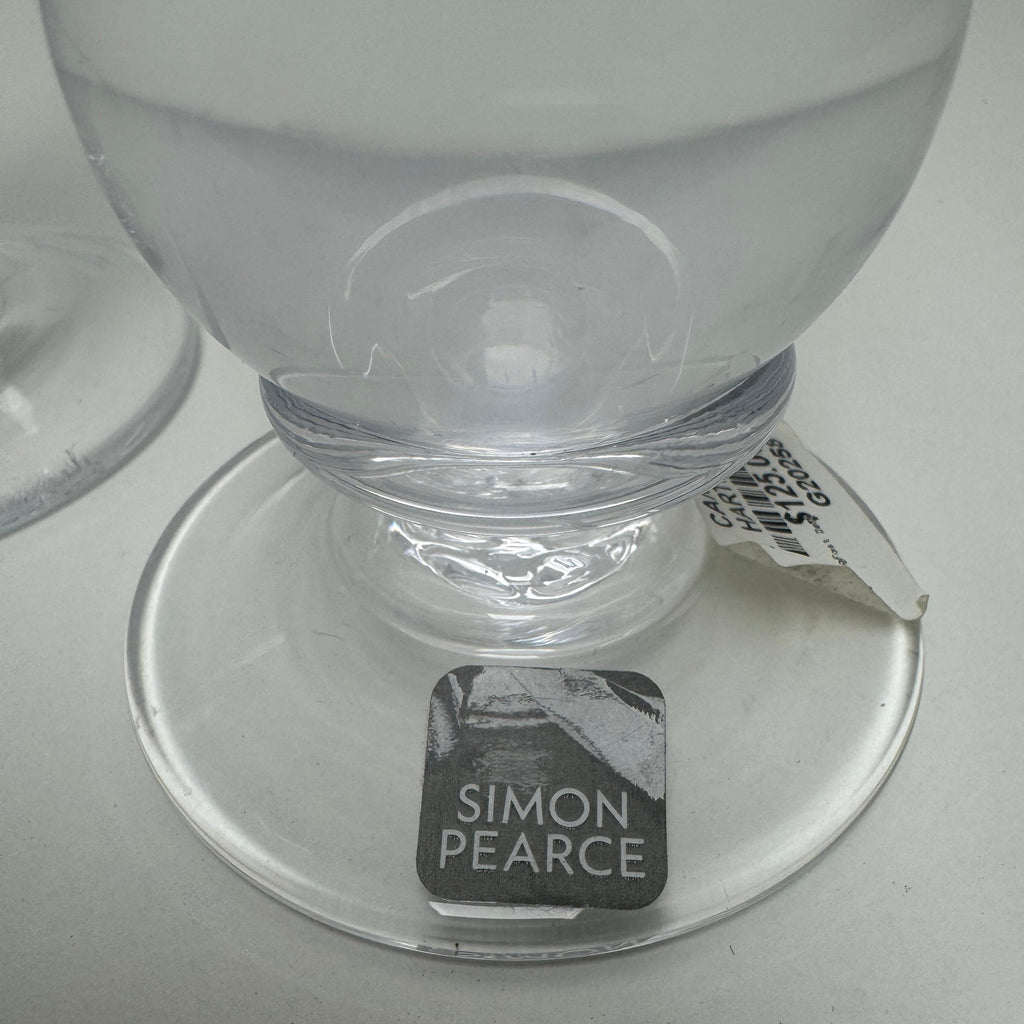 Set of 2 Simon Pearce Glass Candlestick Holders
