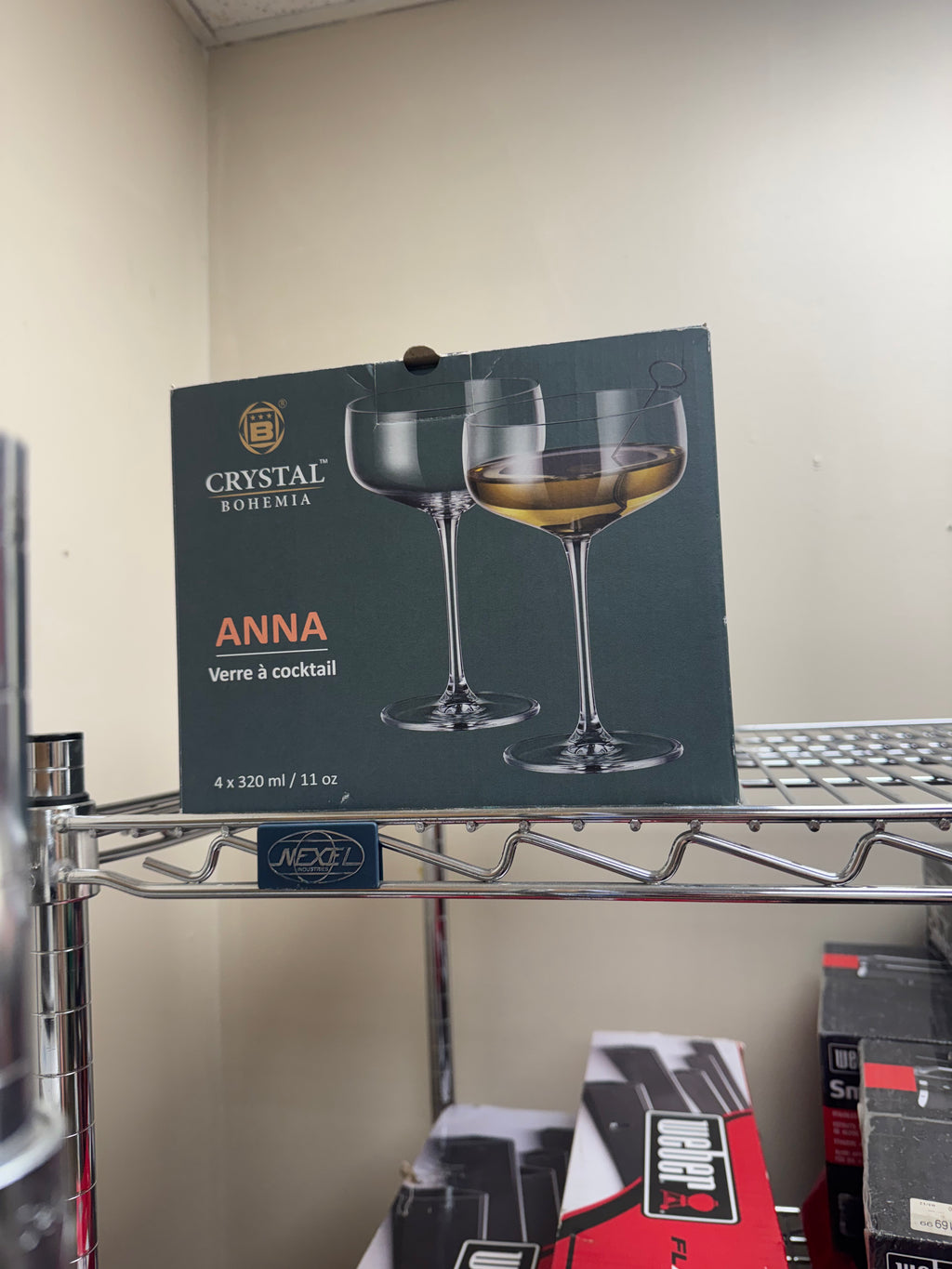 Set of 4 Crystal Bohemia "Anna" Cocktail Glasses