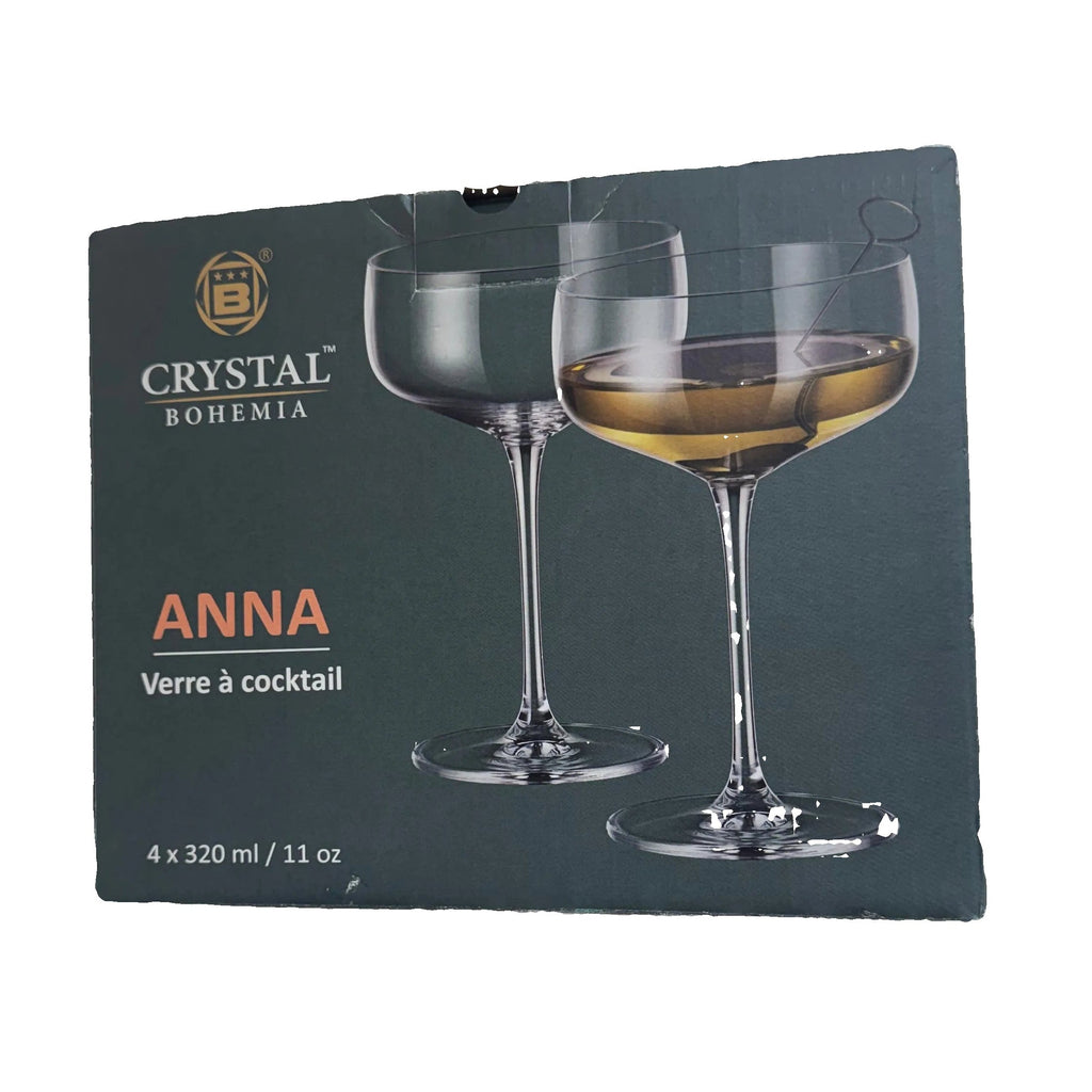 Set of 4 Crystal Bohemia "Anna" Cocktail Glasses