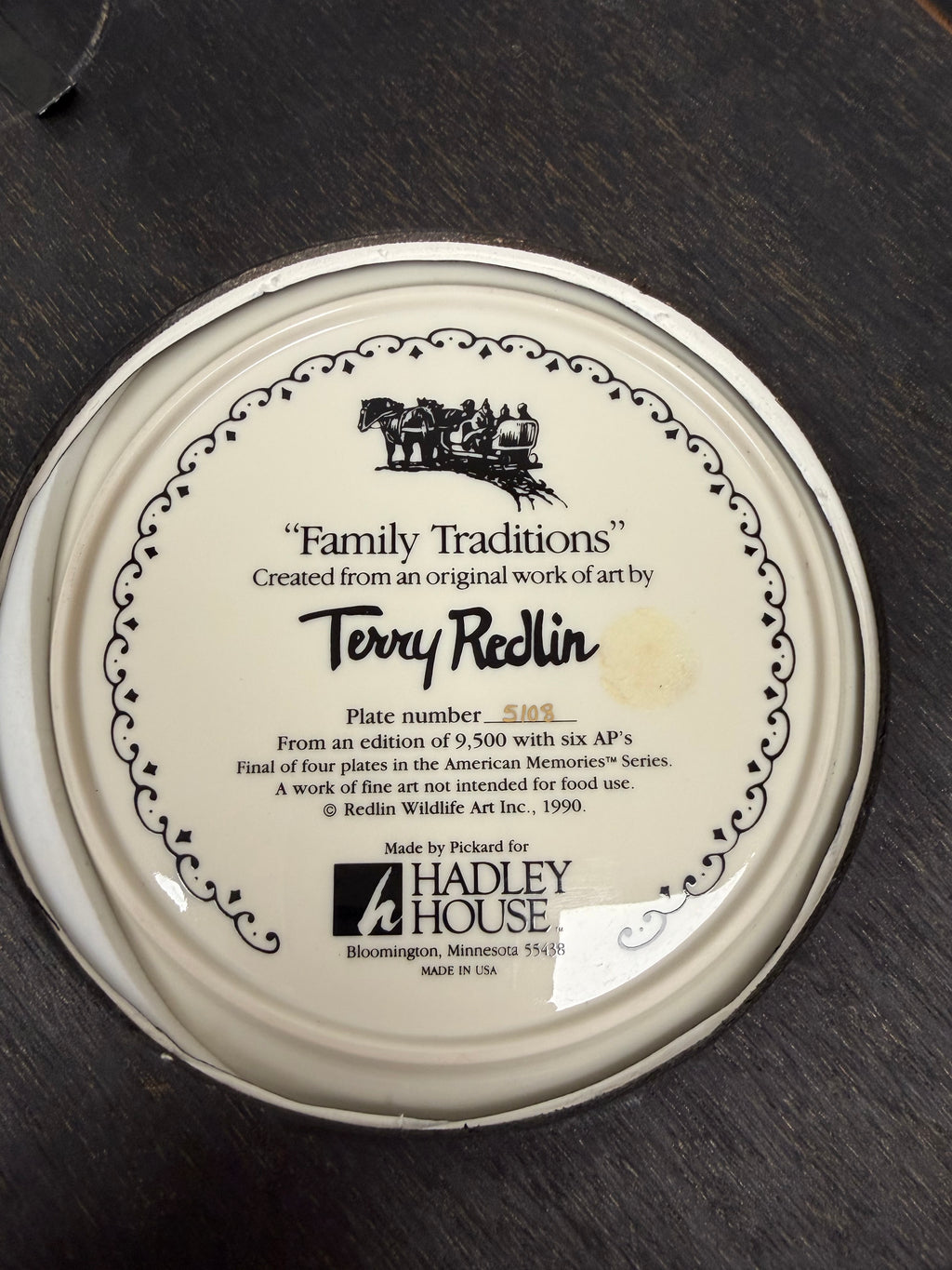 Framed Vintage Plate "Family Traditions" by Terry Redlin