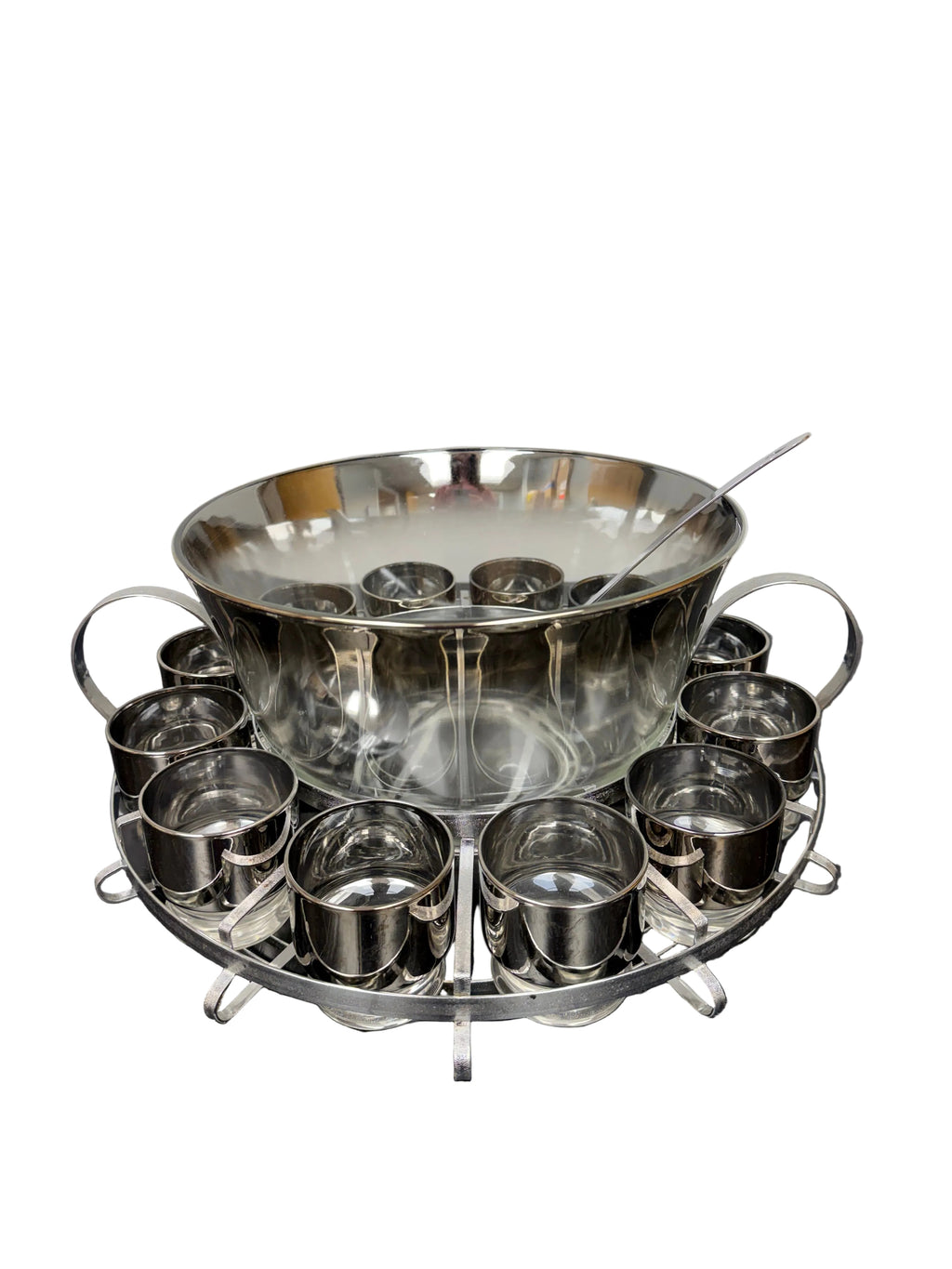 Silver Rimmed Punch Bowl Set