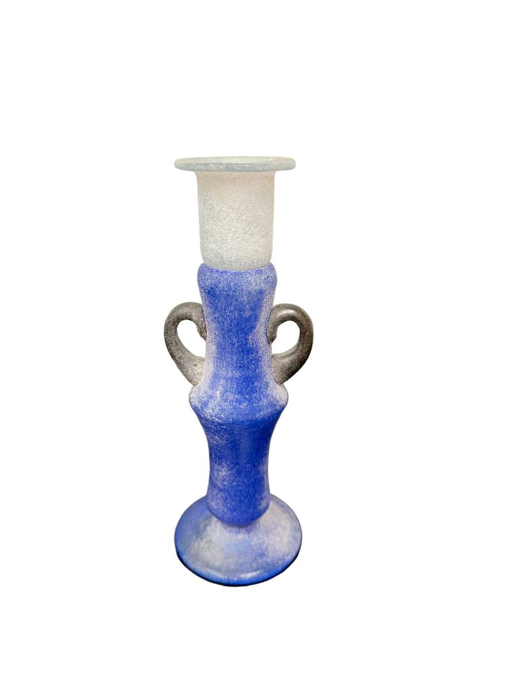 Vintage Blue Romanian Glass Candleholder