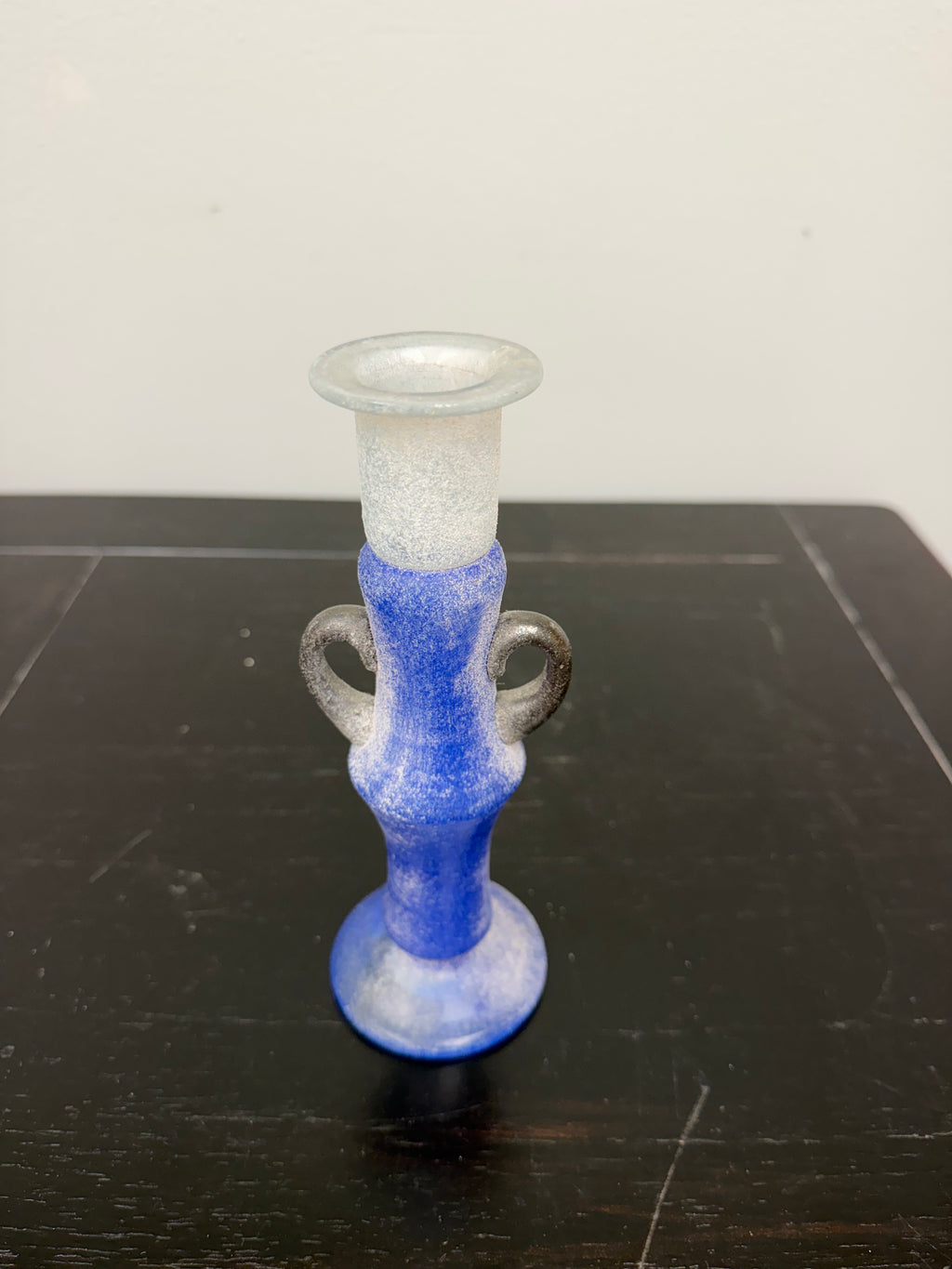 Vintage Blue Romanian Glass Candleholder