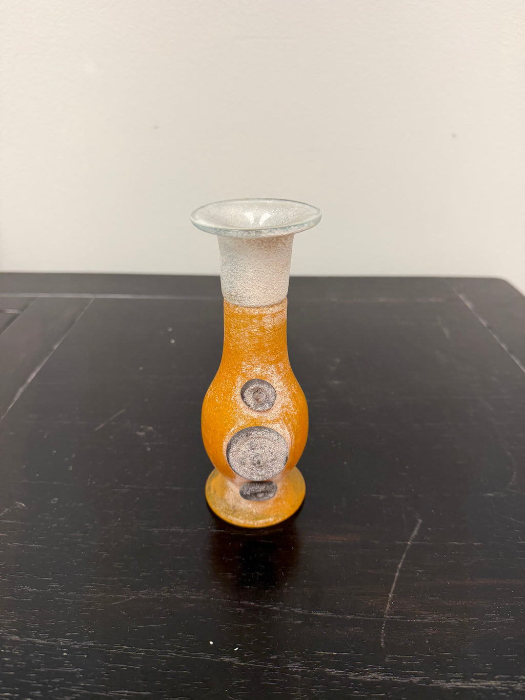 Vintage Orange Romanian Glass Candleholder