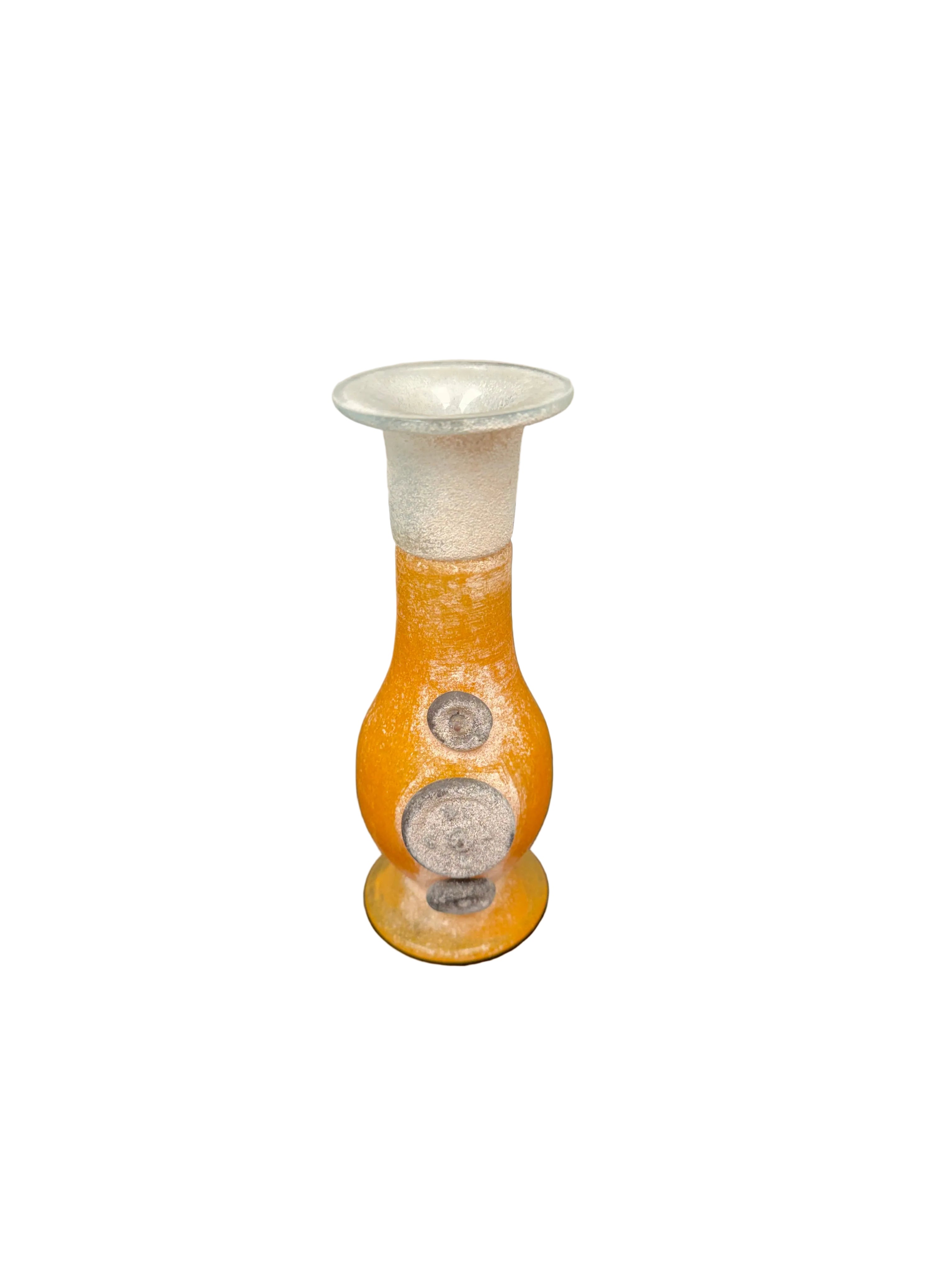 Vintage Orange Romanian Glass Candleholder