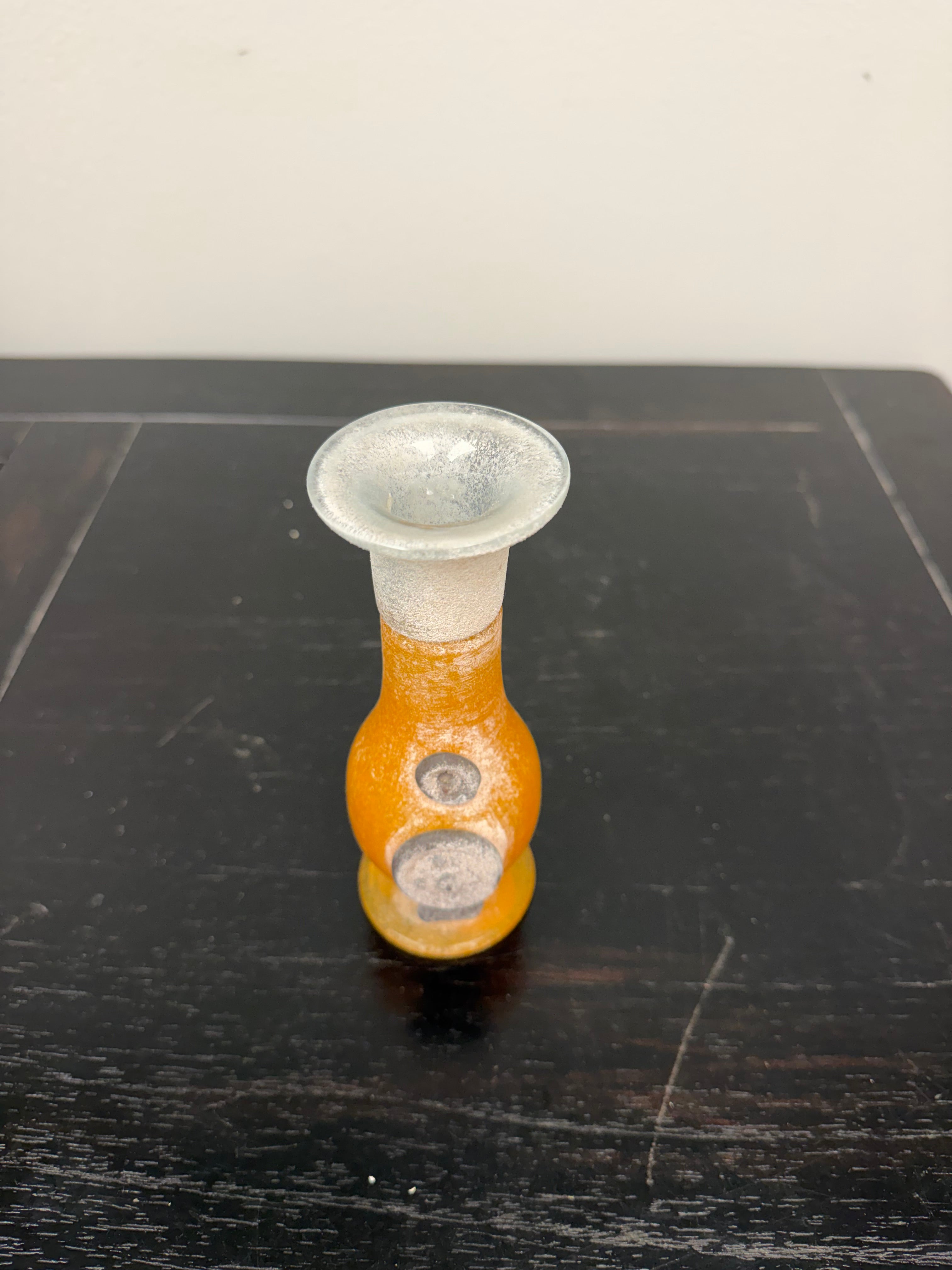 Vintage Orange Romanian Glass Candleholder