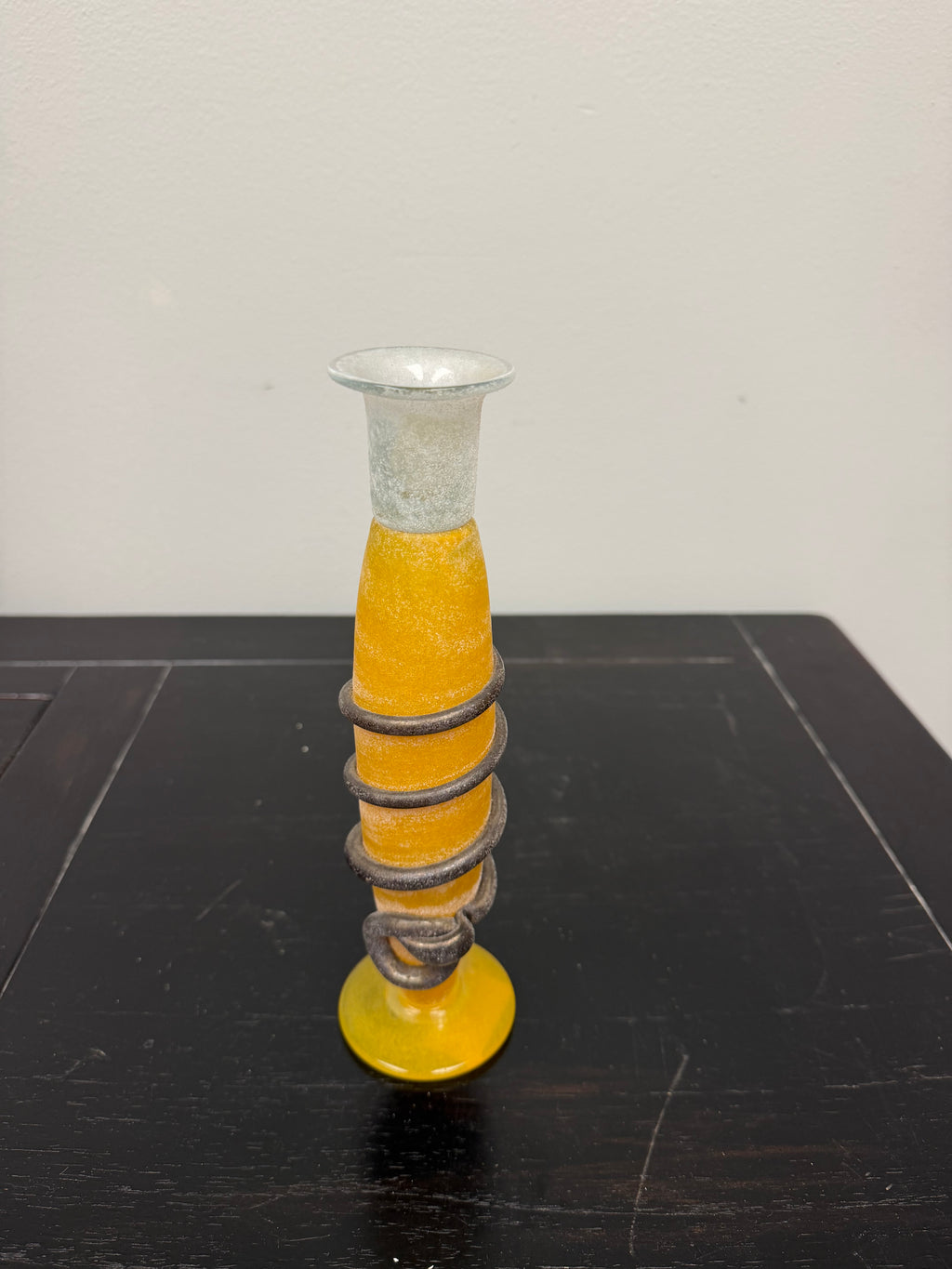 Vintage Orange Romanian Glass Candleholder