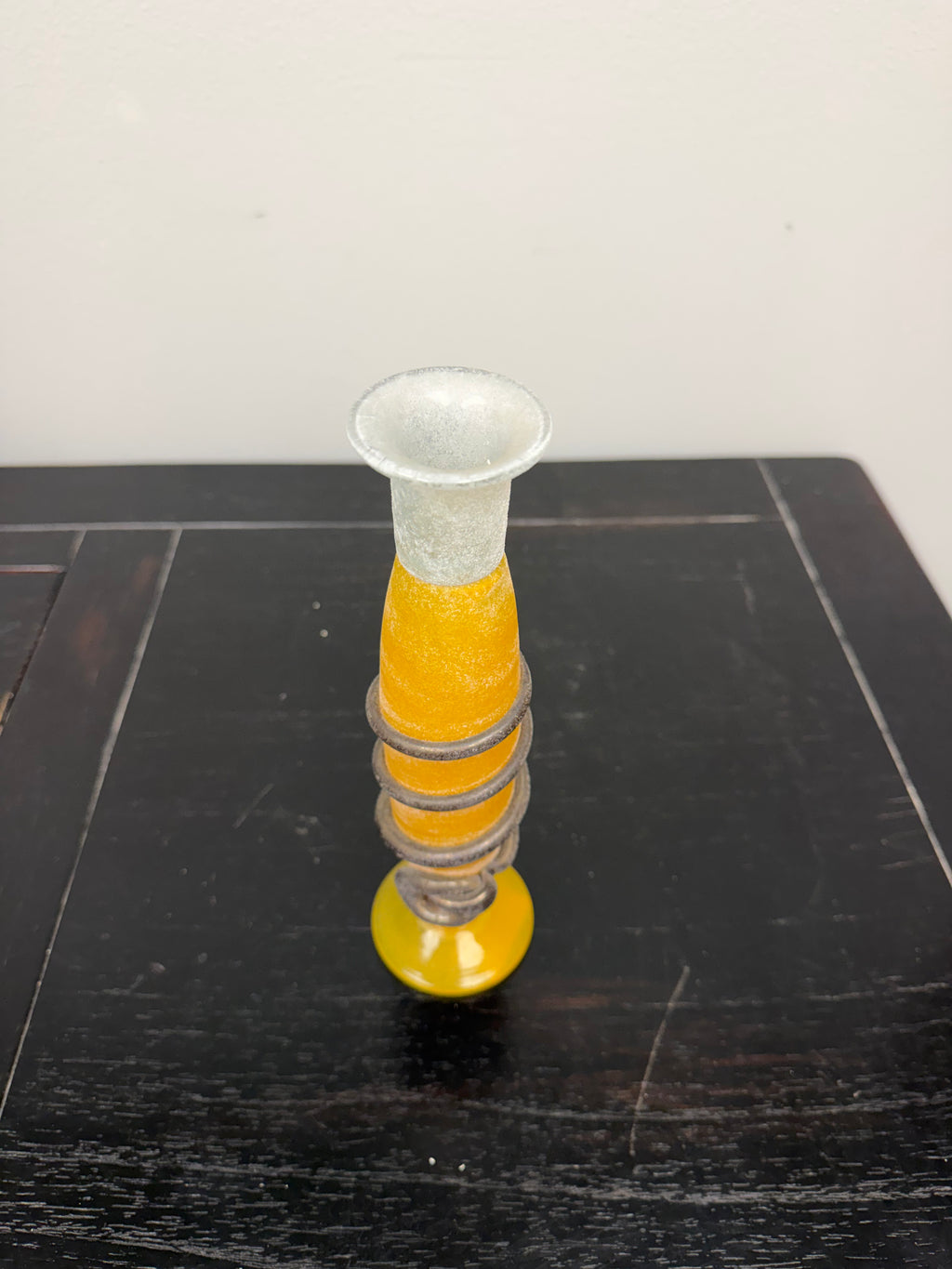 Vintage Orange Romanian Glass Candleholder