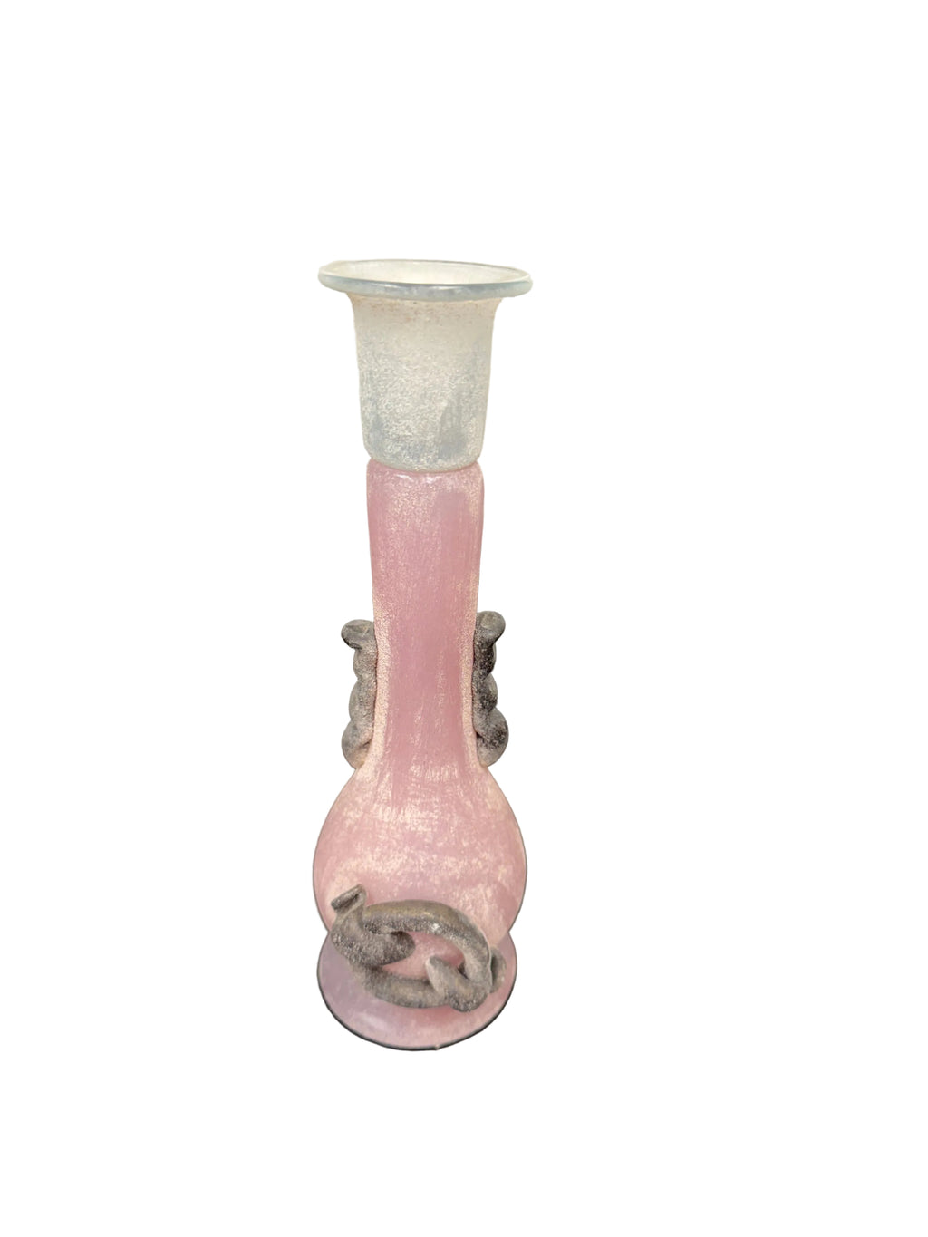 Vintage Pink Romanian Glass Candleholder