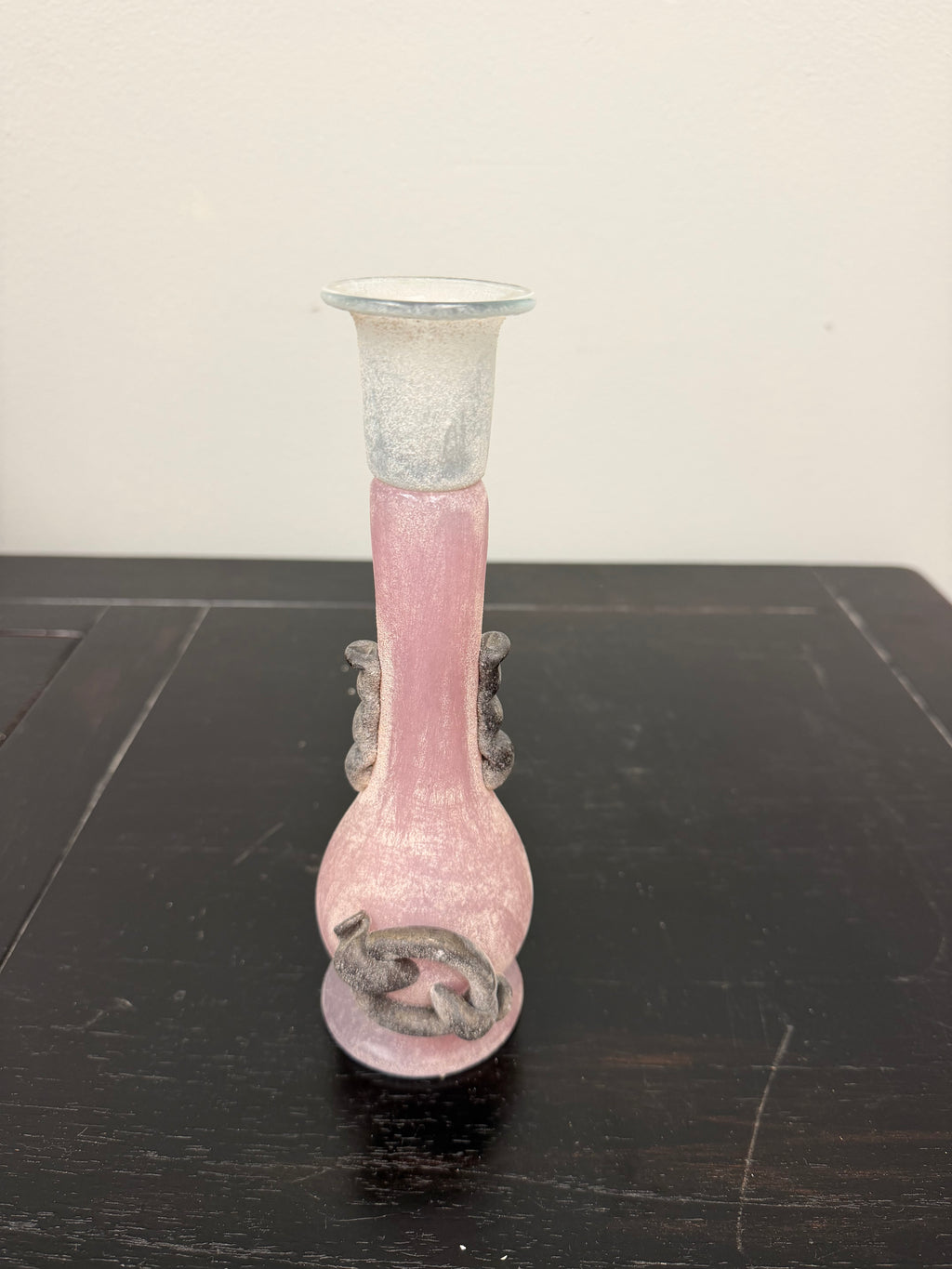 Vintage Pink Romanian Glass Candleholder