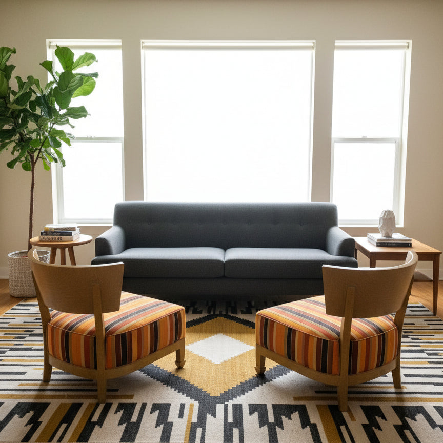 Wood-Framed Low Seat Chairs by A. Rudin