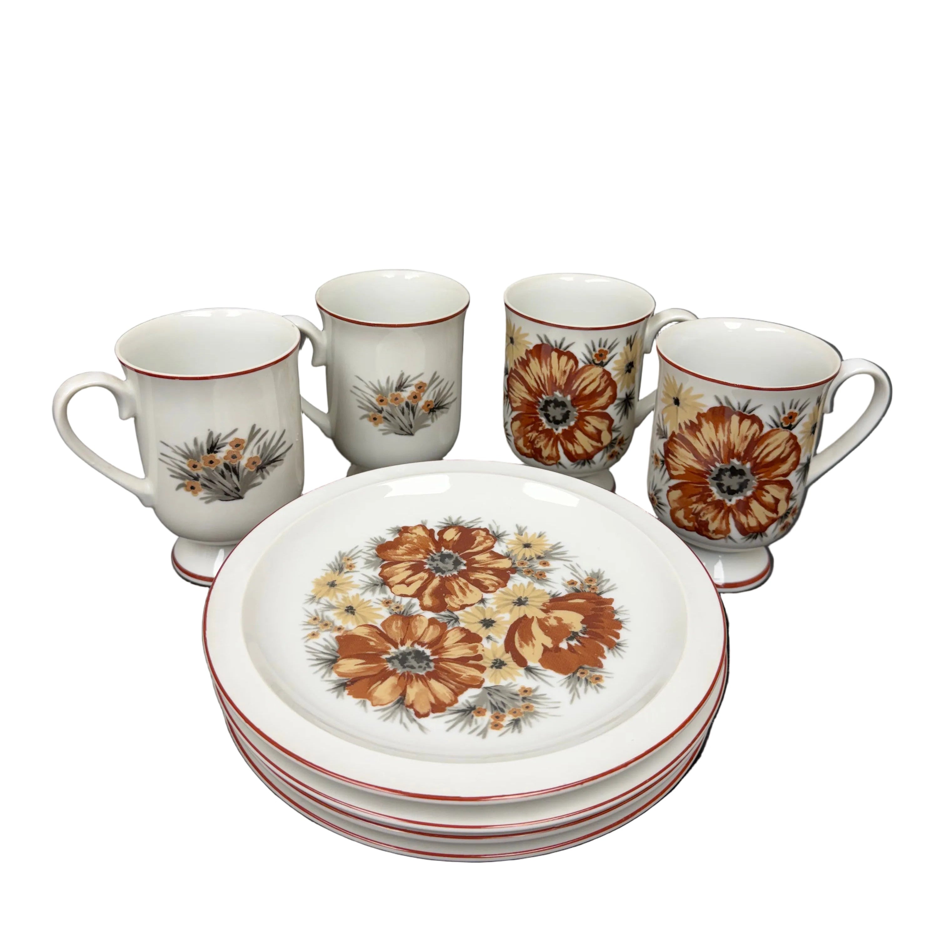 Vintage Mountain Wood Royal Domino Irish Coffee/Dessert Set