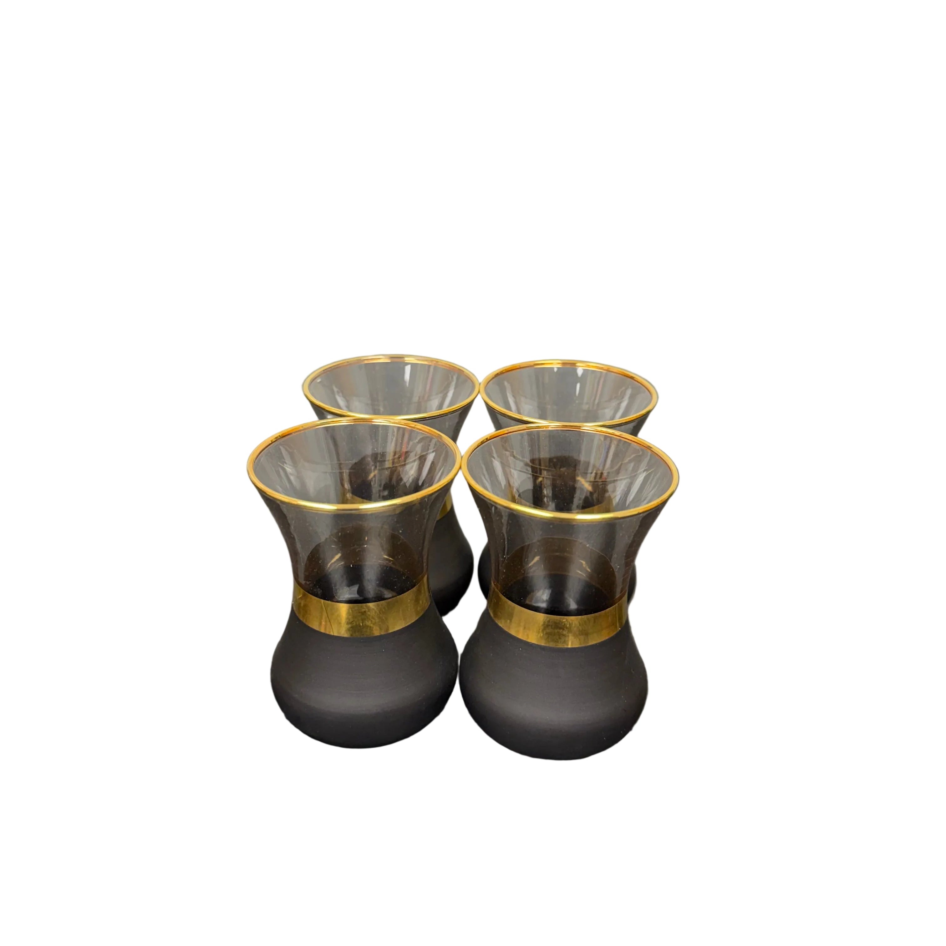 Set of 4 Black and Gold Turkish Tea Glasses