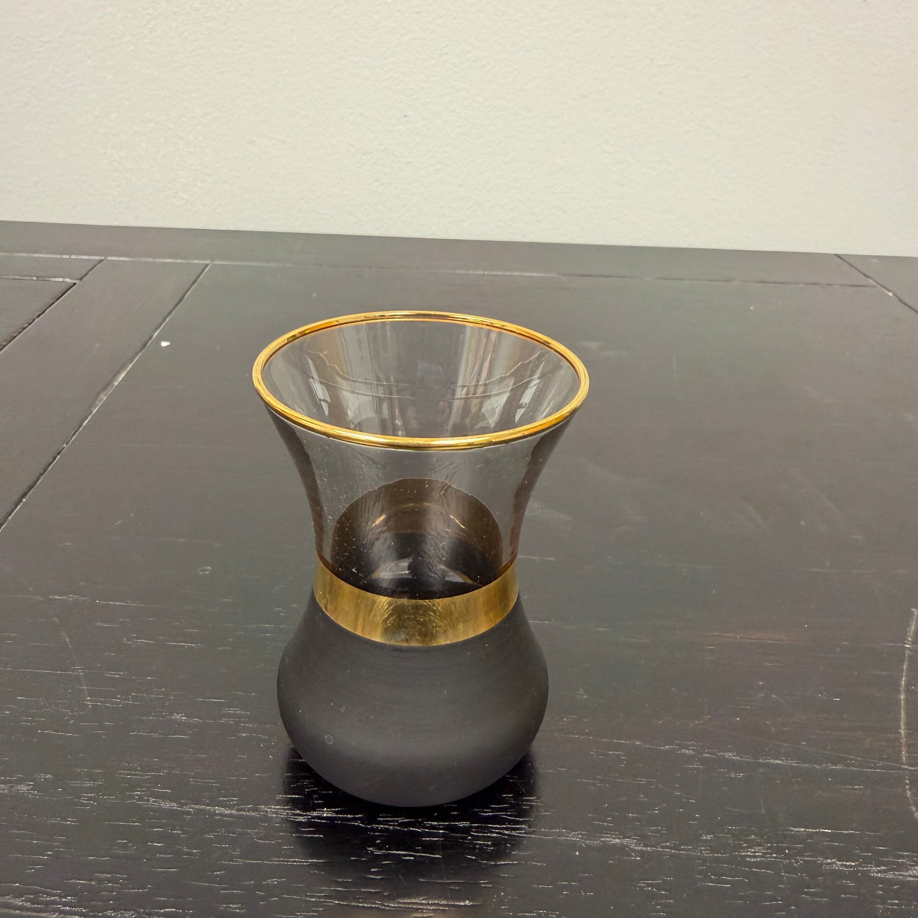 Set of 4 Black and Gold Turkish Tea Glasses