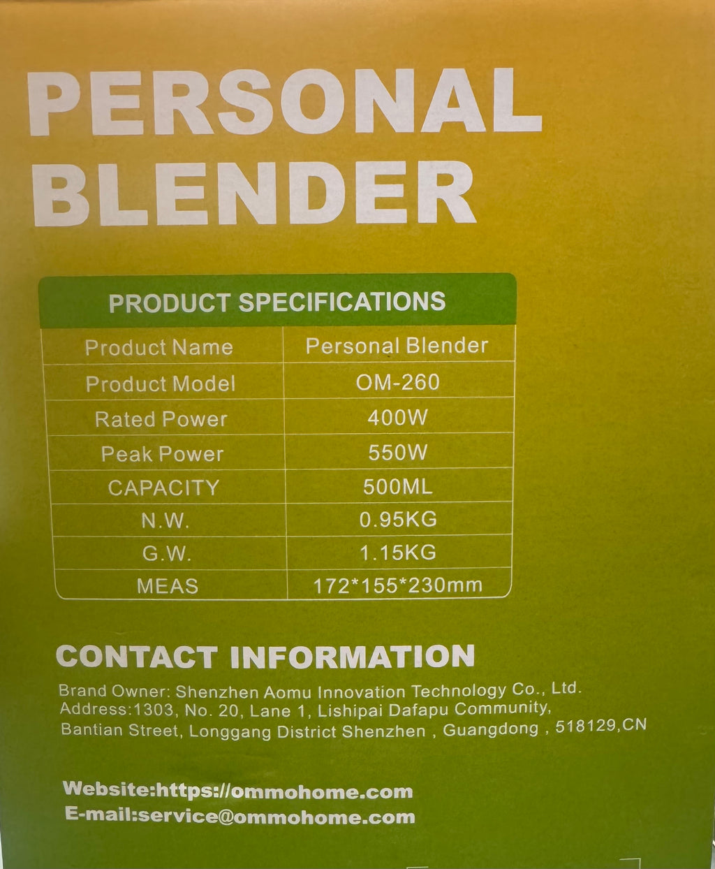OMMO 400W Personal Blender