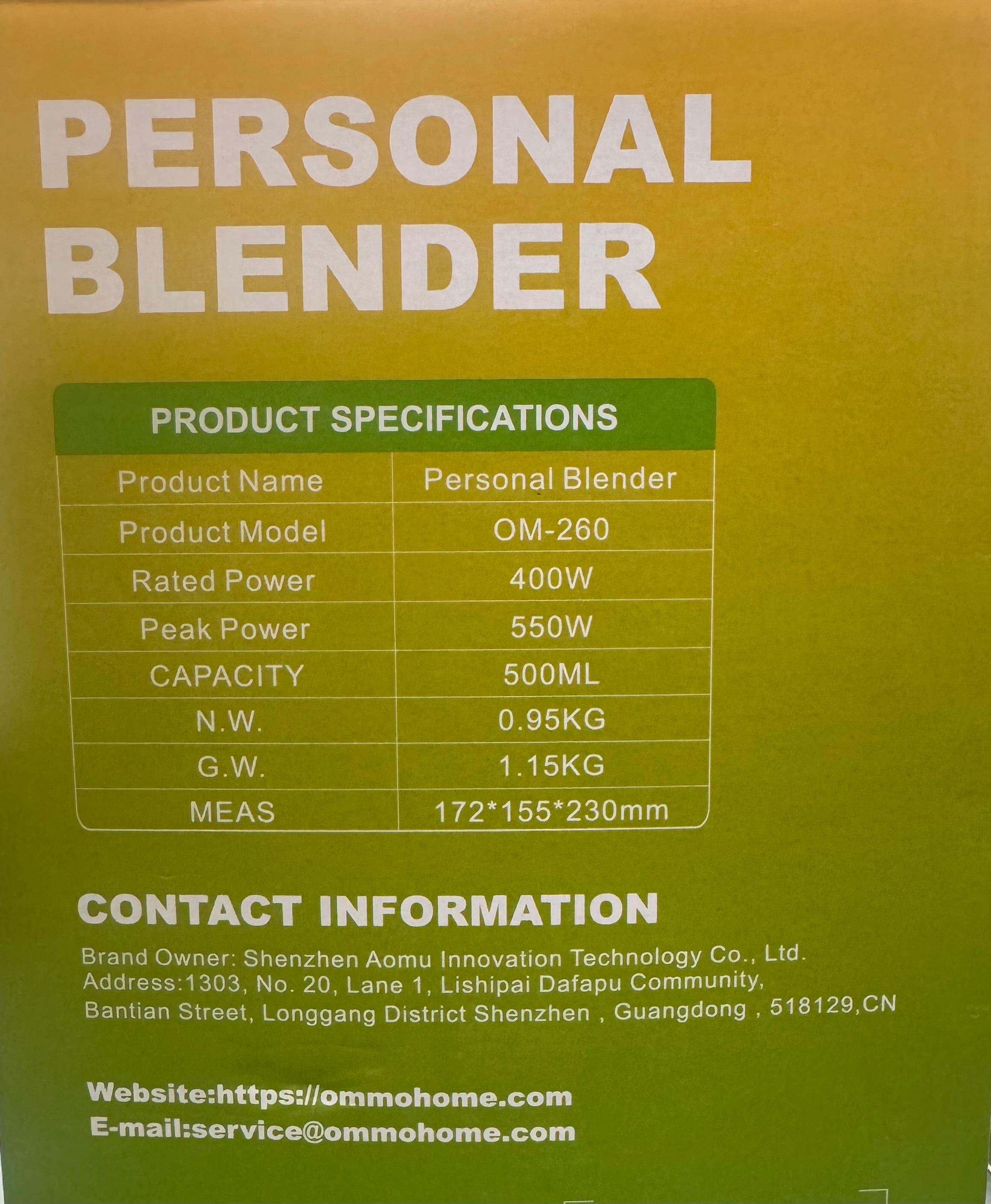 OMMO 400W Personal Blender
