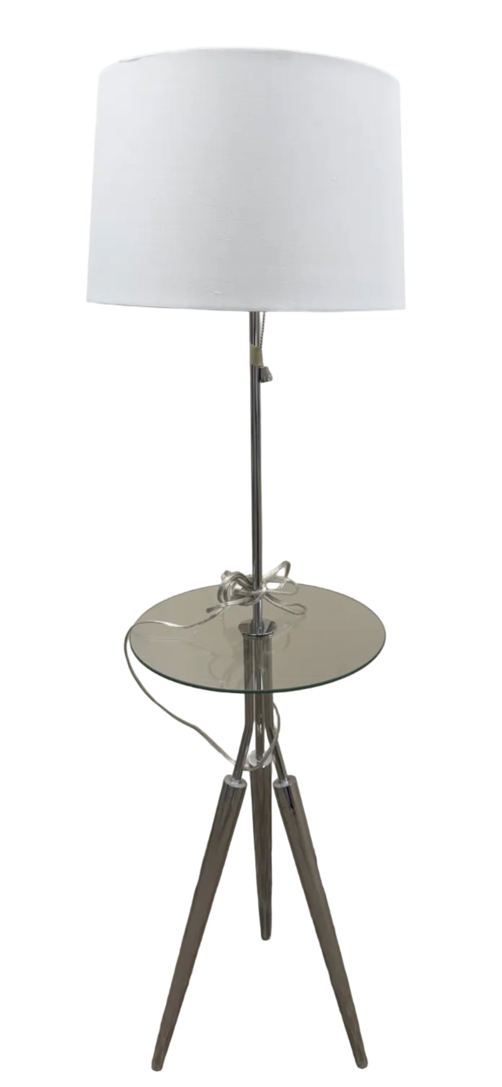 Kenroy Home Rosie Chrome Tripod Floor Lamp with Glass Tray