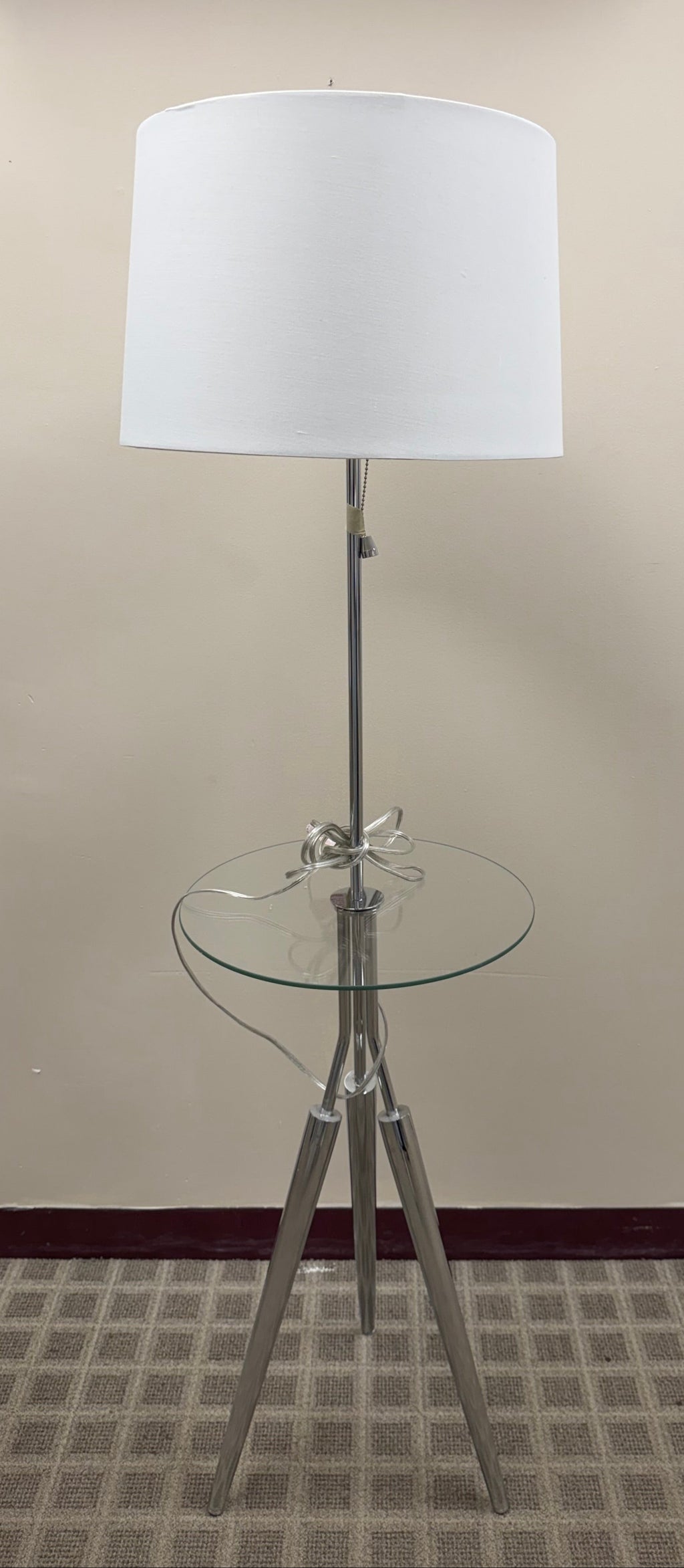 Kenroy Home Rosie Chrome Tripod Floor Lamp with Glass Tray