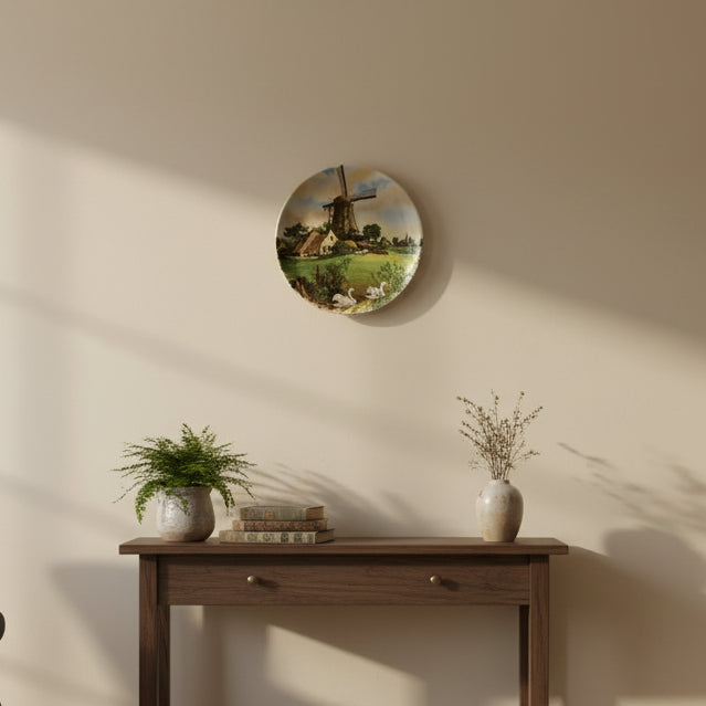 Vintage 1984 Royal Schwabap Hand Decorated Windmill Plate