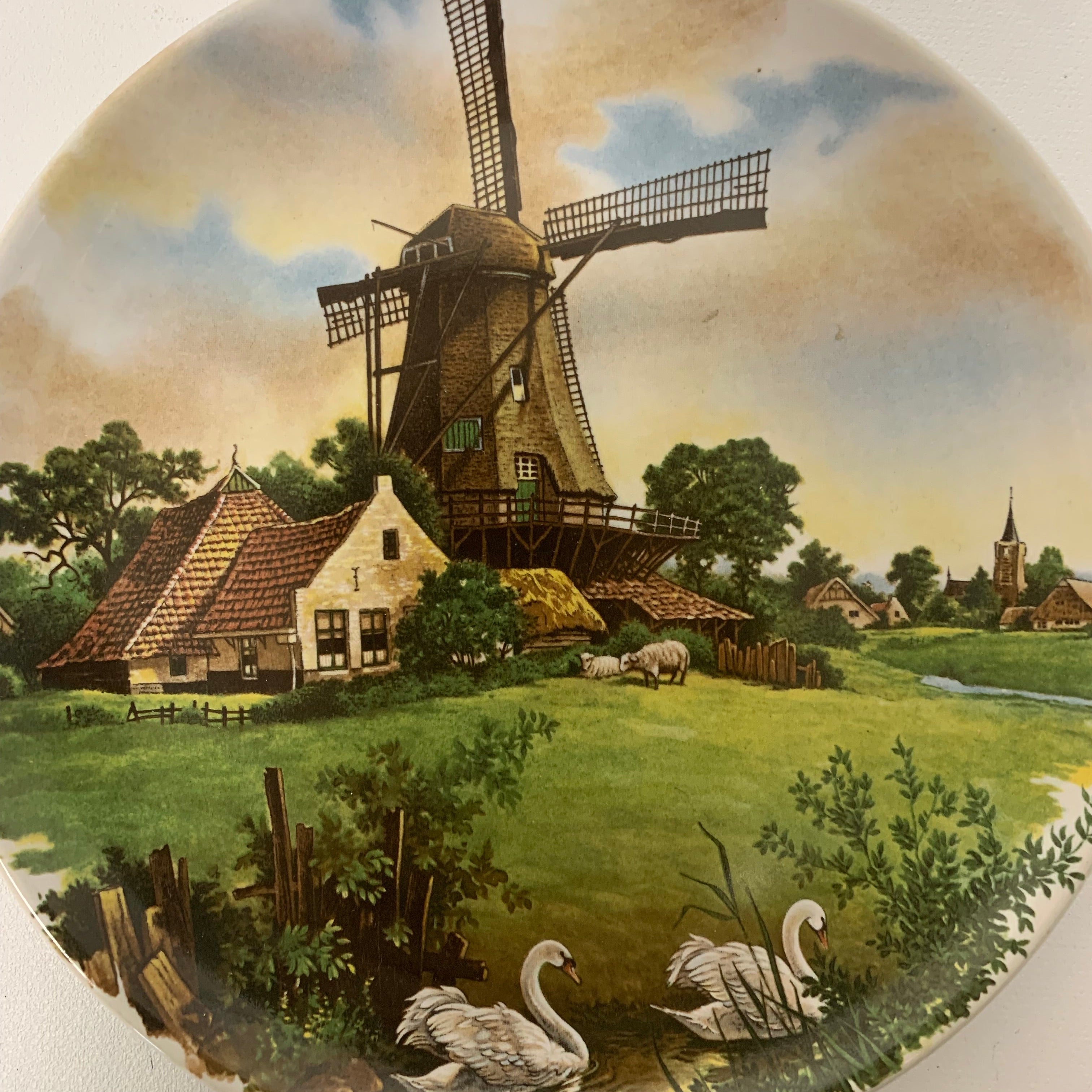 Vintage 1984 Royal Schwabap Hand Decorated Windmill Plate