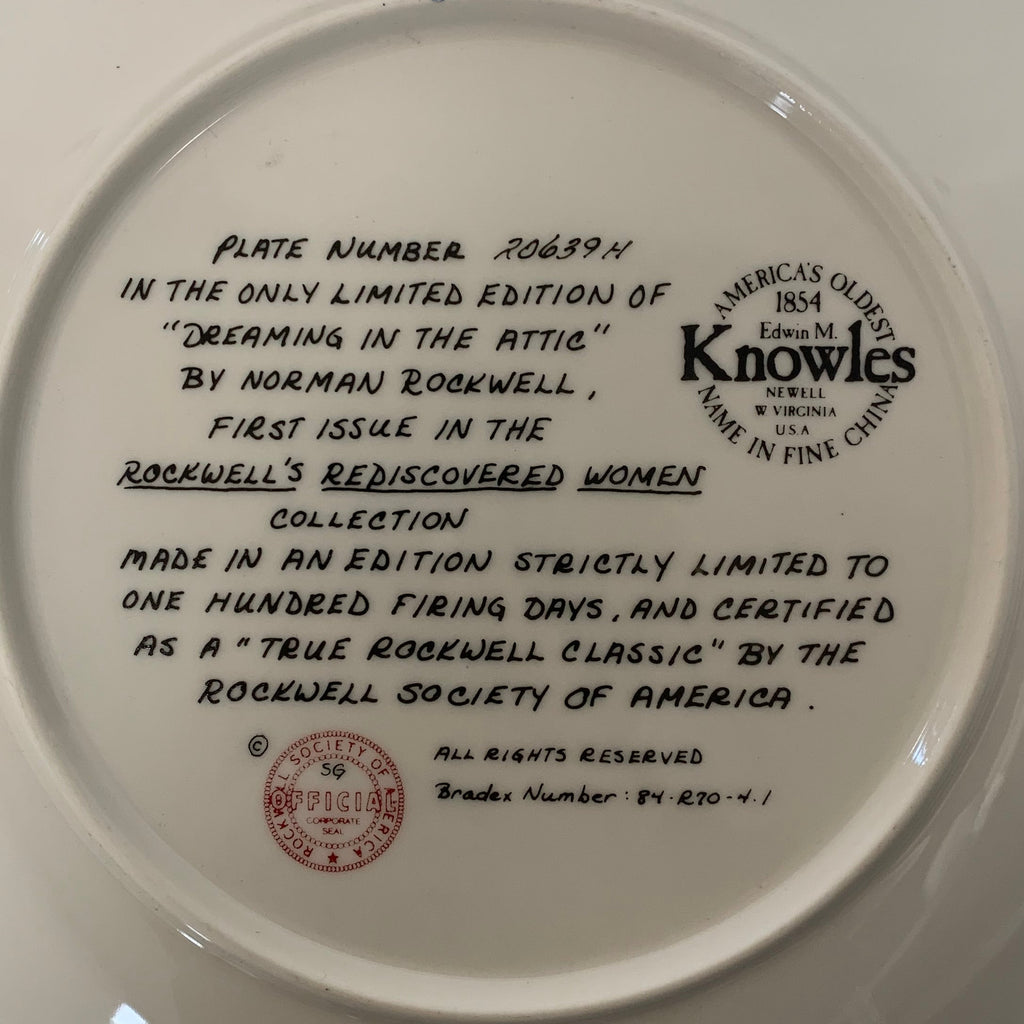 Vintage Norman Rockwell Knowles Collectors Plate | "Dreaming in the Attic"