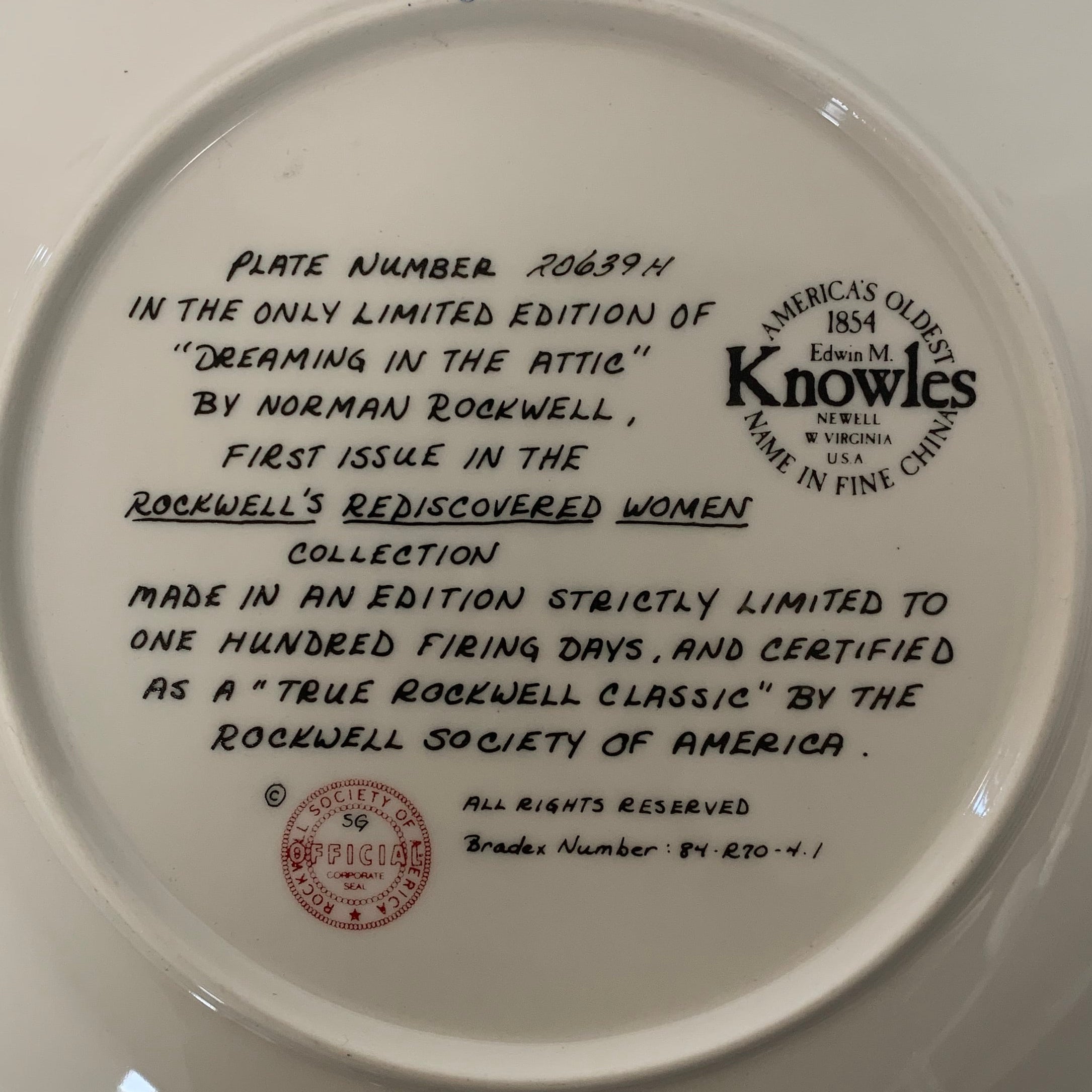 Vintage Norman Rockwell Knowles Collectors Plate | "Dreaming in the Attic"