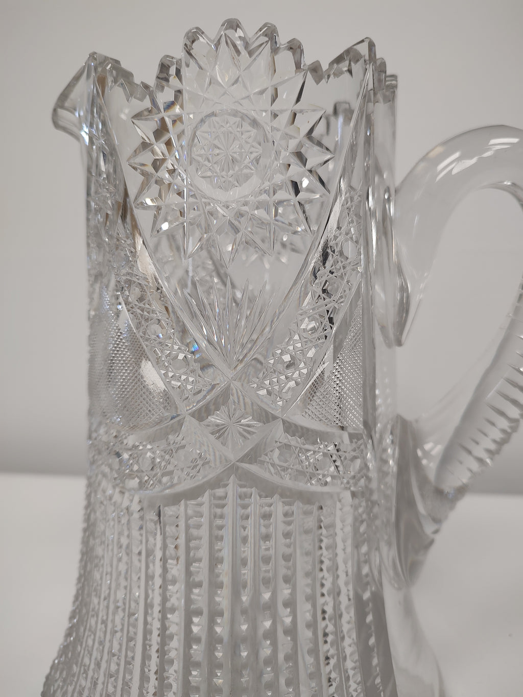American Brilliant Period Cut Glass Crystal Water Pitcher