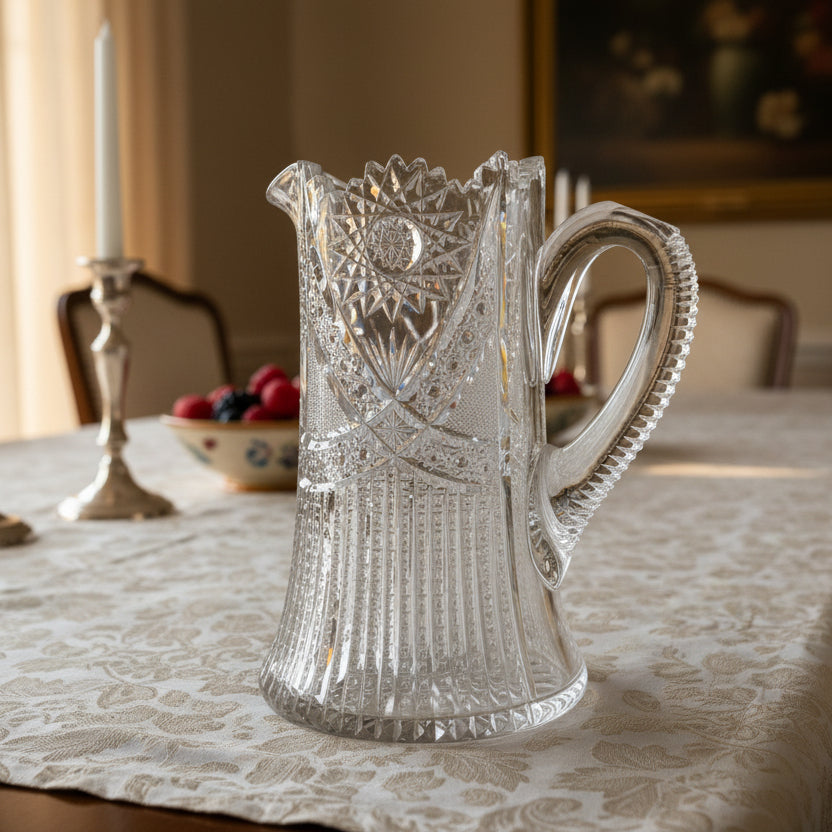 American Brilliant Period Cut Glass Crystal Water Pitcher