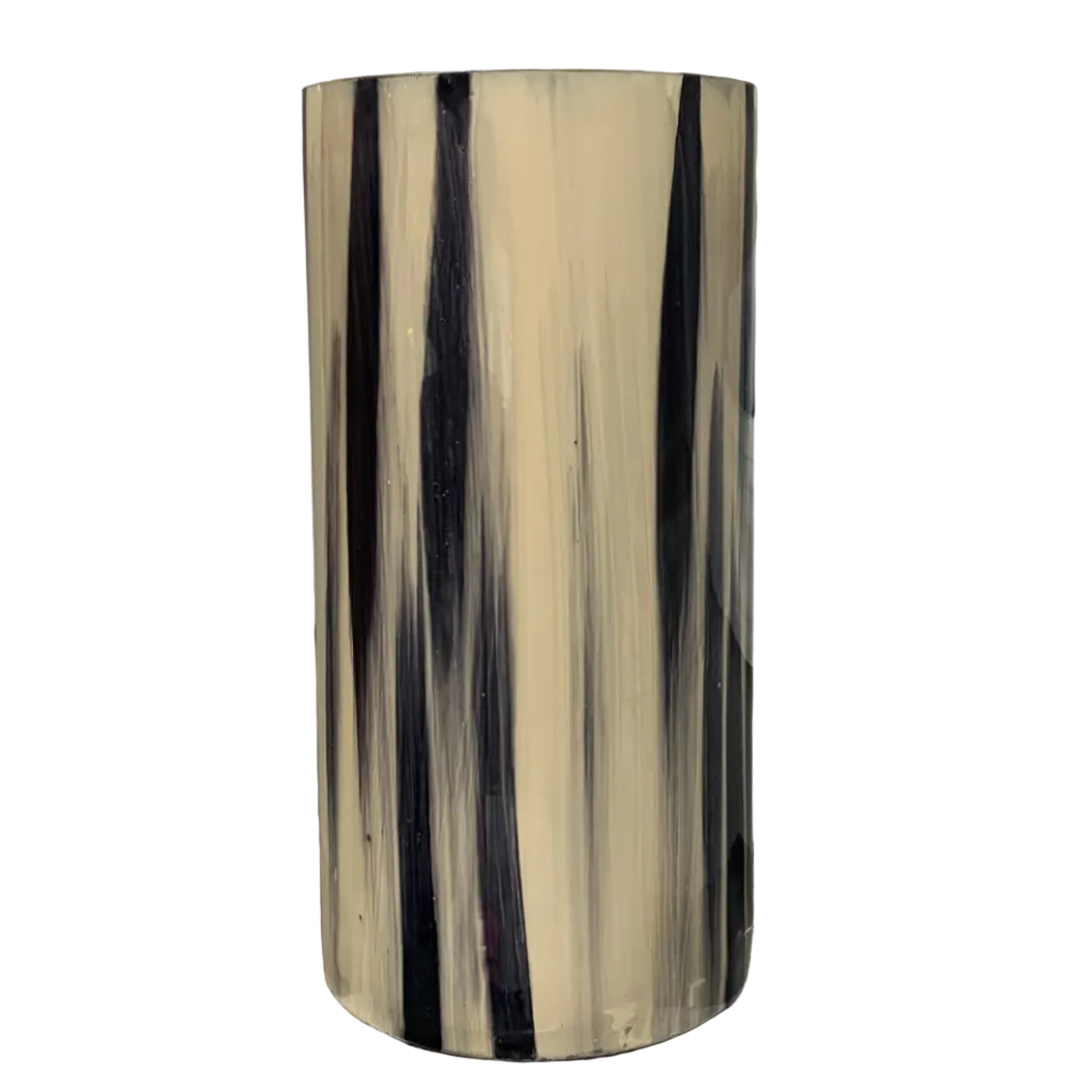 Cream and Black Decorative Vase/Candle Holder - Tall
