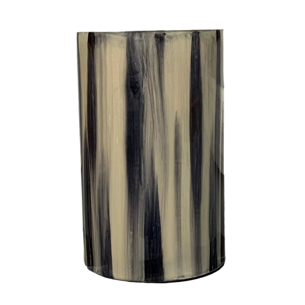 Cream and Black Decorative Vase/Candle Holder - Short