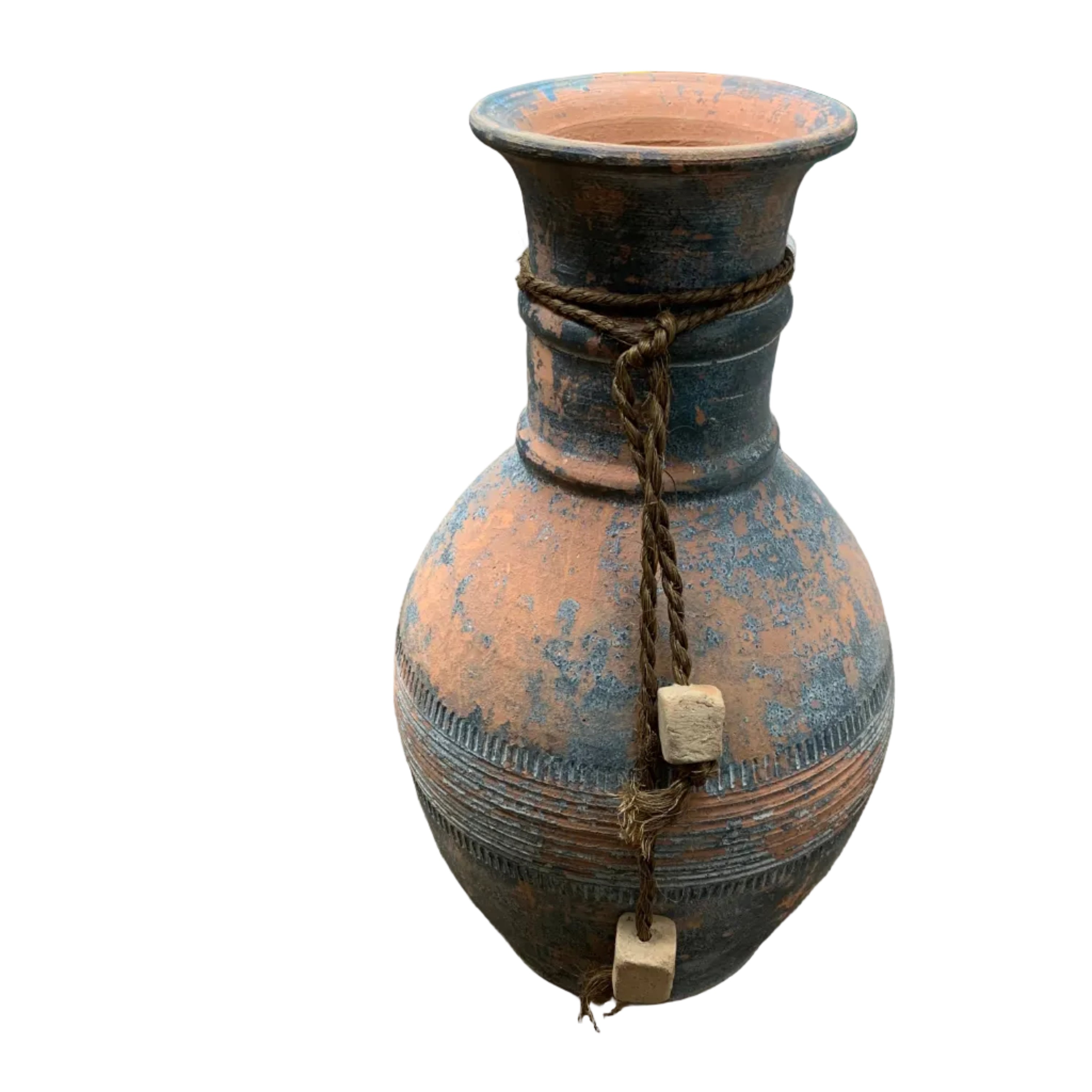 Rustic Terracotta Storage Jar with Rope Accent