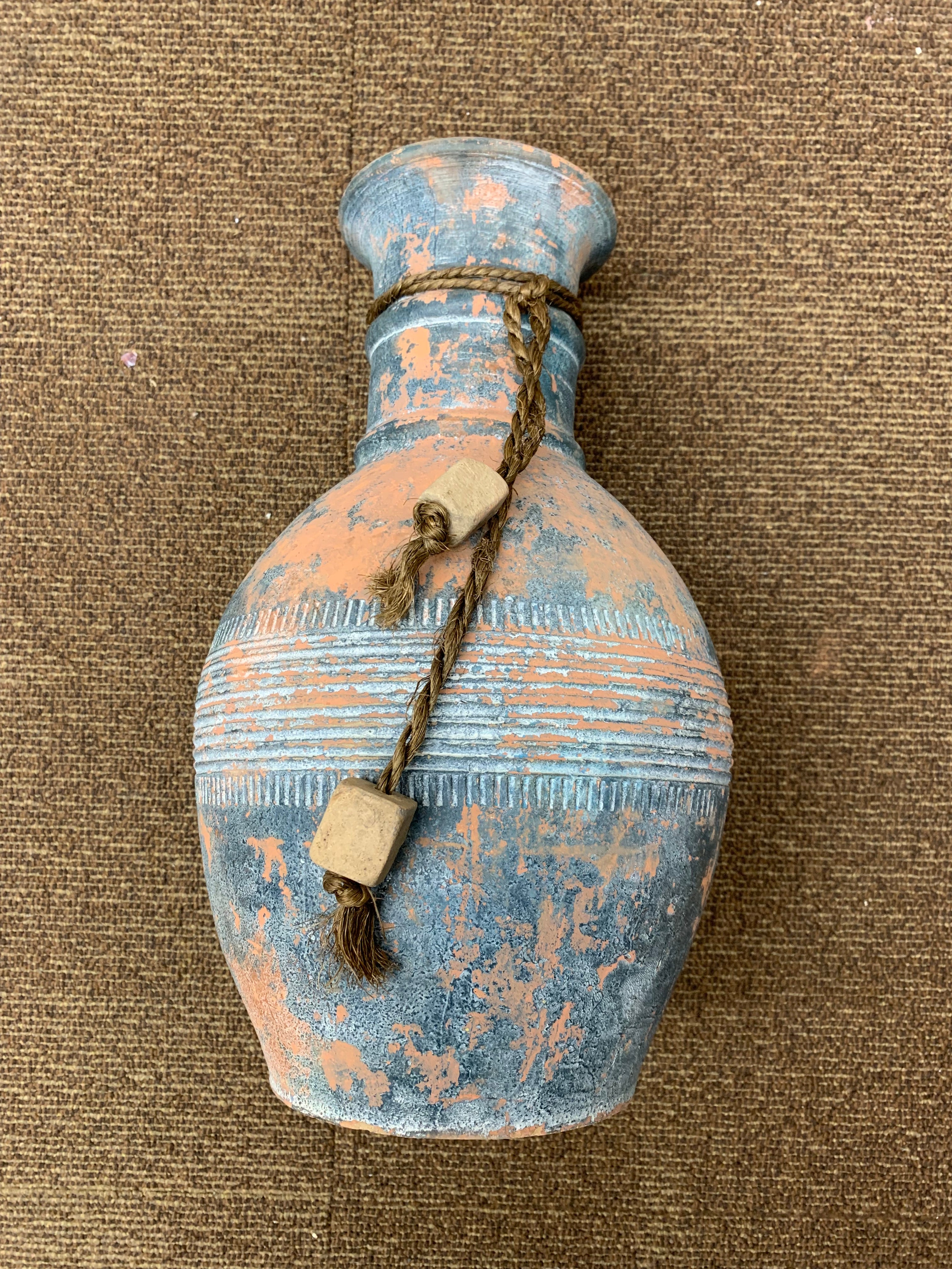 Rustic Terracotta Storage Jar with Rope Accent