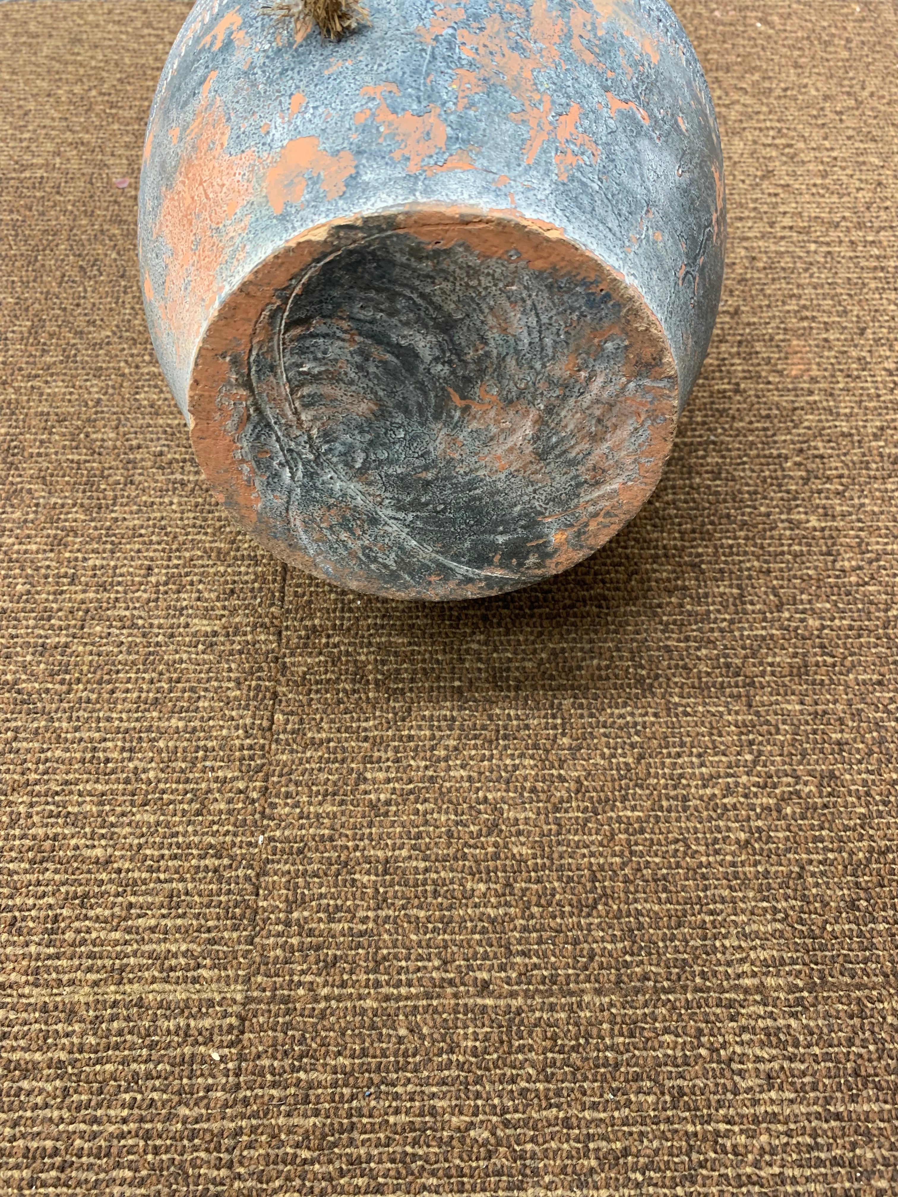 Rustic Terracotta Storage Jar with Rope Accent