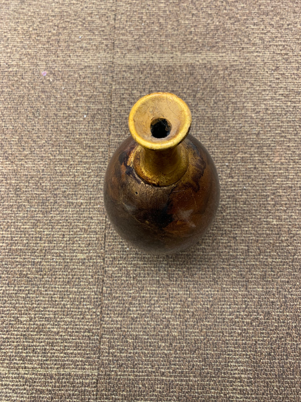 Metallic Brown and Gold Bulbous Art Vase