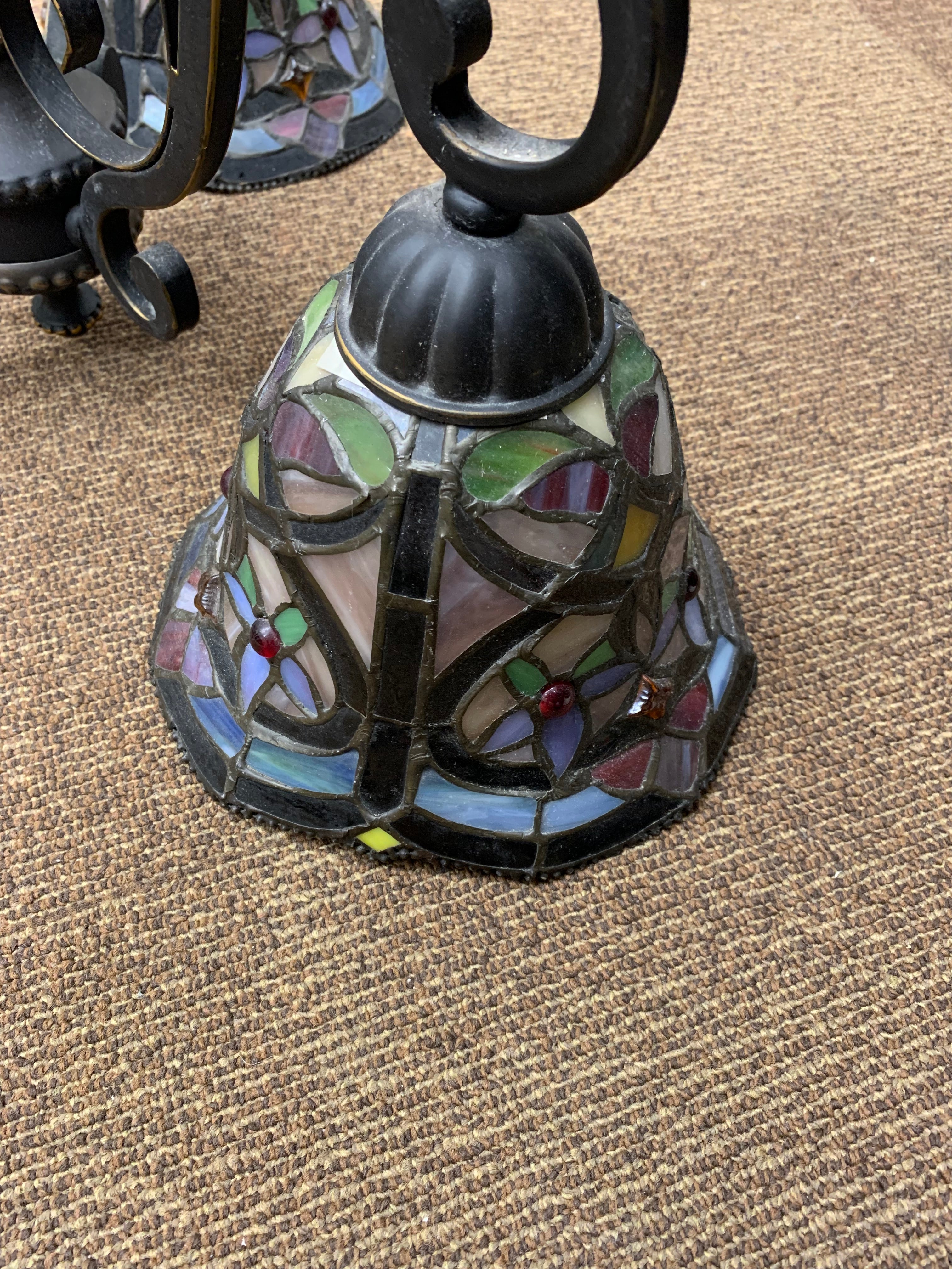 Three-Light Tiffany-style Chandelier with Dark Bronze Finish