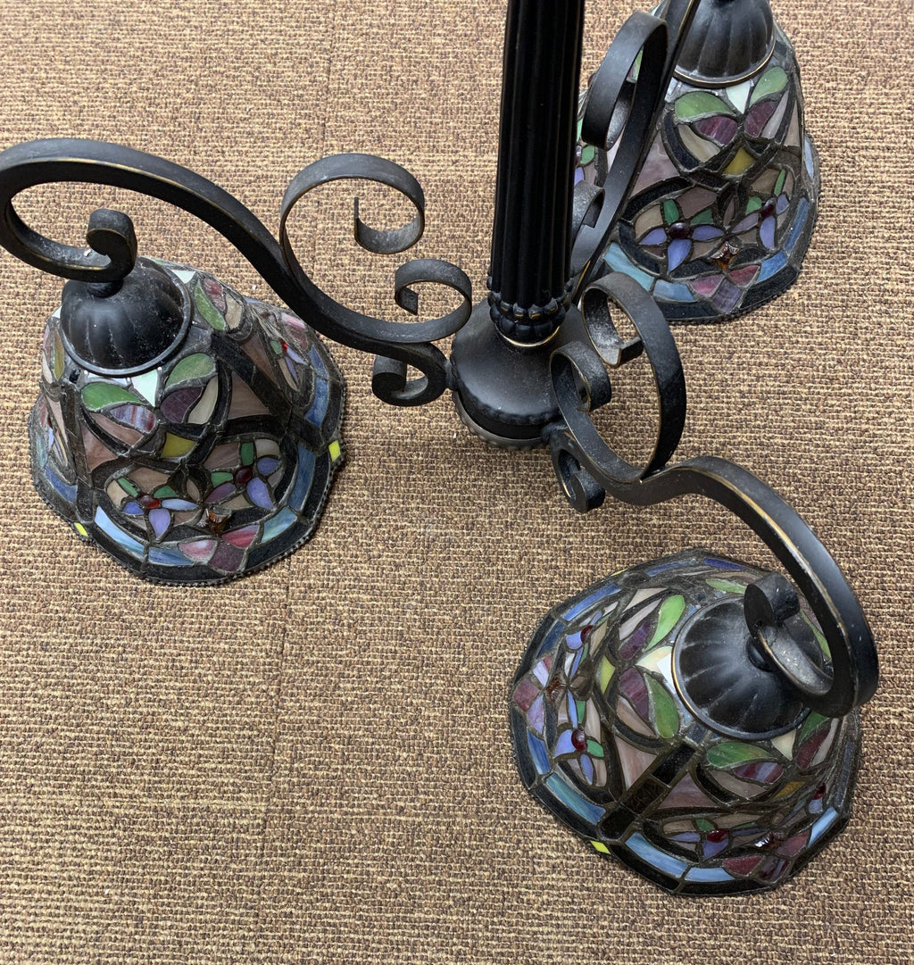 Three-Light Tiffany-style Chandelier with Dark Bronze Finish